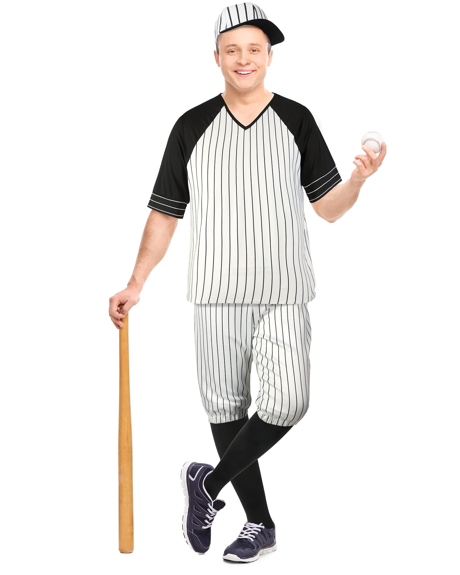Vintage Baseball Costume for Carnival Party Halloween Men Baseball Uniform Men's Classic Knickers with Pinstripes(XXX-Large)