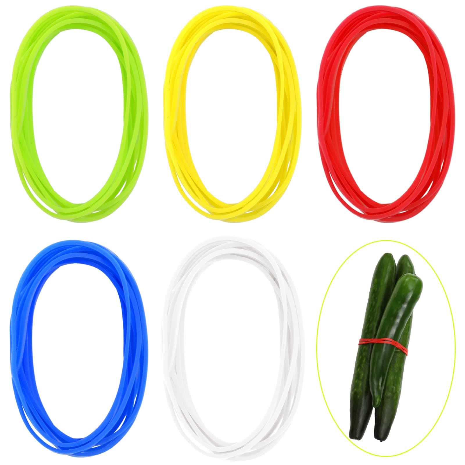 Boao 50 Pieces 3.15 Inches Stretch Cooking Band Colorful Silicone Rubber Bands Elastic Cooking Trussing Bands 5 Assorted Color Rubber Wrapping Bands for Food Chicken Turkey Cooking Books Wallet Card