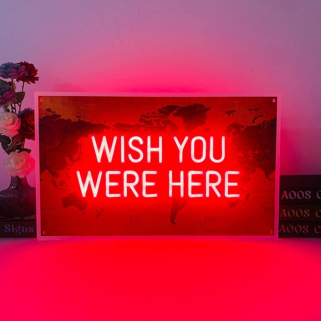 Wish You Were Here Neon Signs for Wall Decor, Neon Lights for Bedroom Decor, Home Decor, Aesthetic Room Decor, Wedding Decor, Party Lights, Bathroom Decor, Kitchen Décor