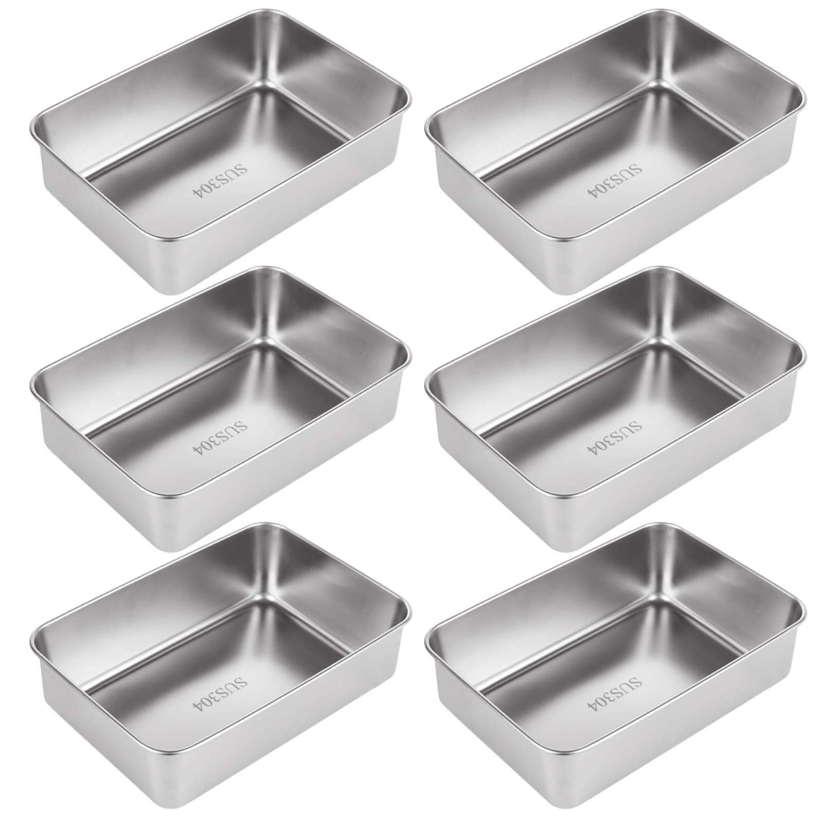 Set of 6 Loaf Tin, Stainless Steel Bread Loaf Pan for Baking, 21.5x14.5x6.5cm Rectangular Oven Baking Pan Bakeware Set for Bread, Loaves, Cakes and Bakes