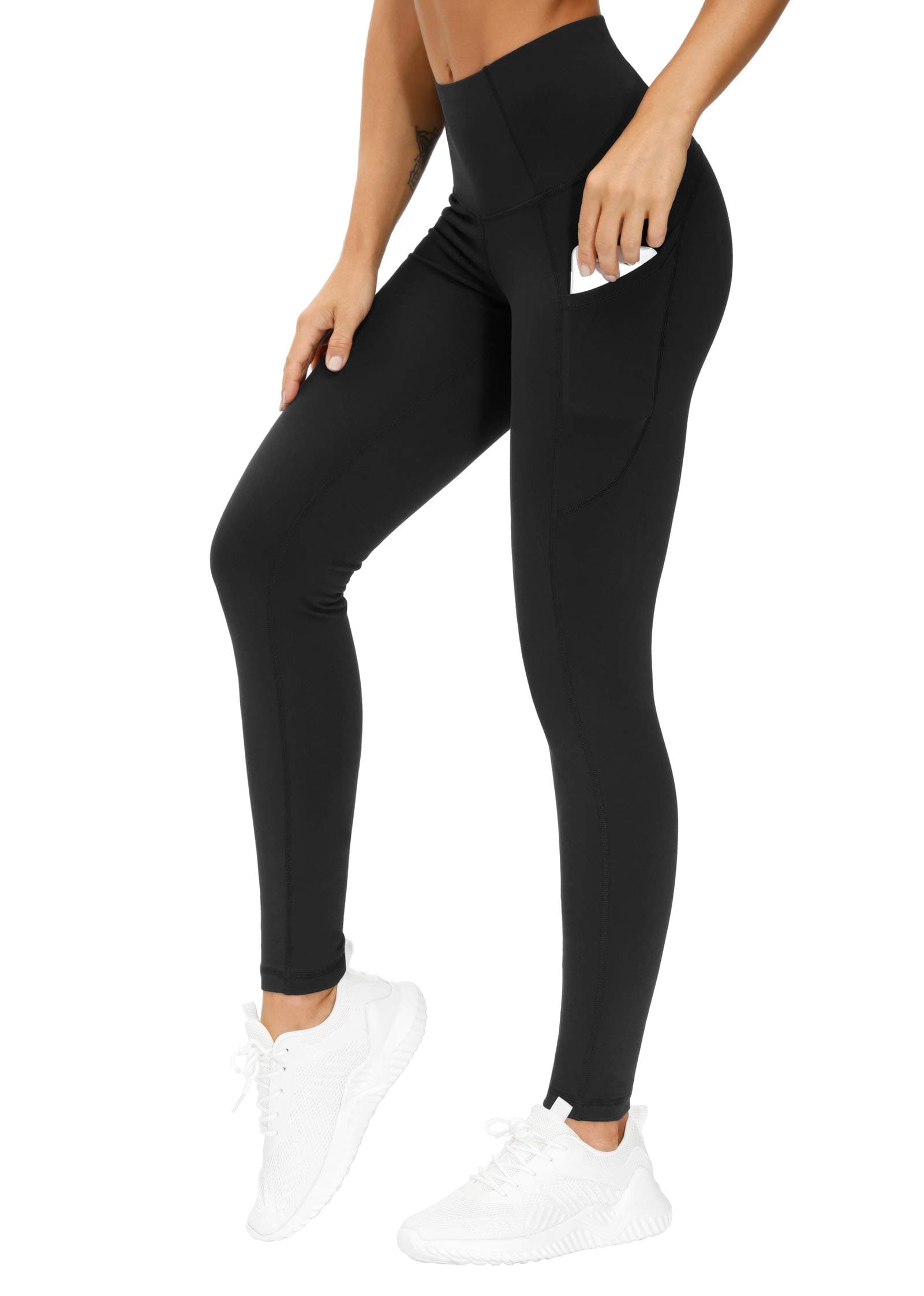 Thick High Waist Yoga Pants with Pockets, Tummy Control Workout Running Yoga Leggings for Women