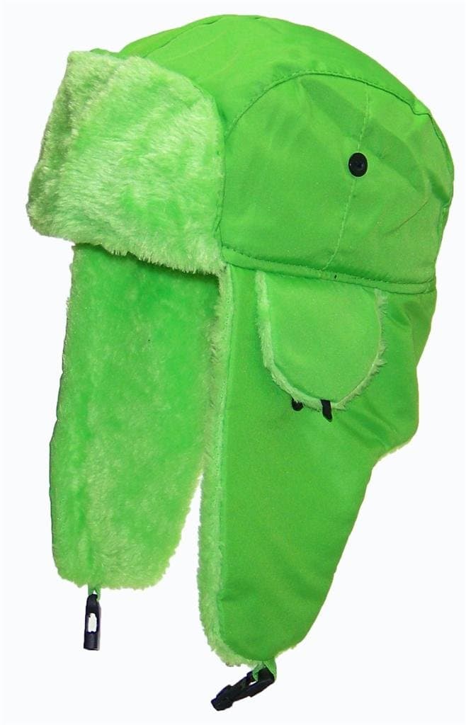Lightweight Neon Russian/Trooper Faux Fur Hat(One Size)-Green