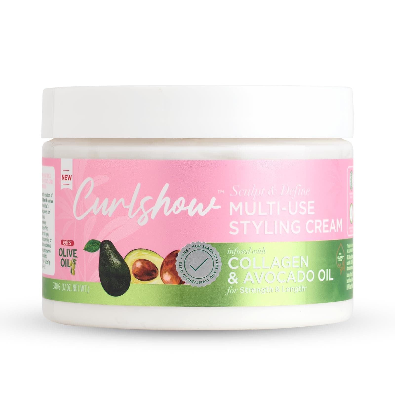 Olive Oil Curlshow Multi-Use Styling Cream Infused with Collagen & Avocado Oil for Strength & Length (12.0 oz)