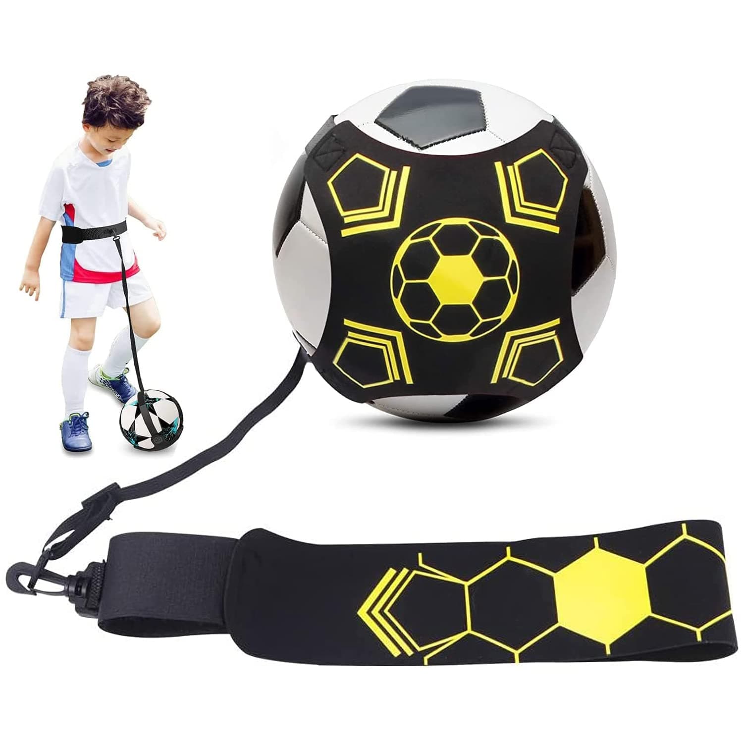 Arabest Football Kick Trainer, Hands-Free Adjustable Solo Soccer Trainer, Soccer Training Equipment for Kids and Adults, Practice Aid Control Skills Football Training Belt