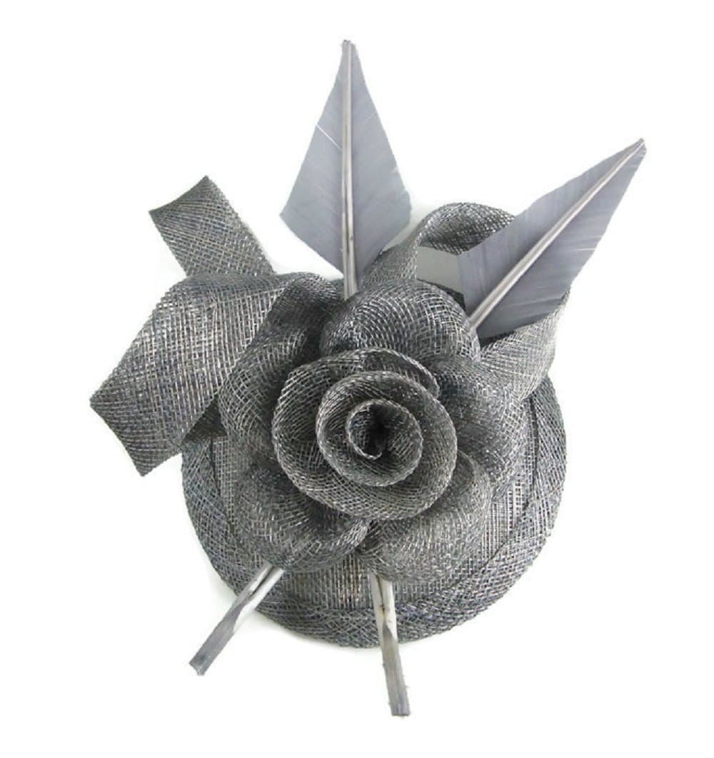 Signature Flower & Feather Mini Disc Fascinator with Hair Clip