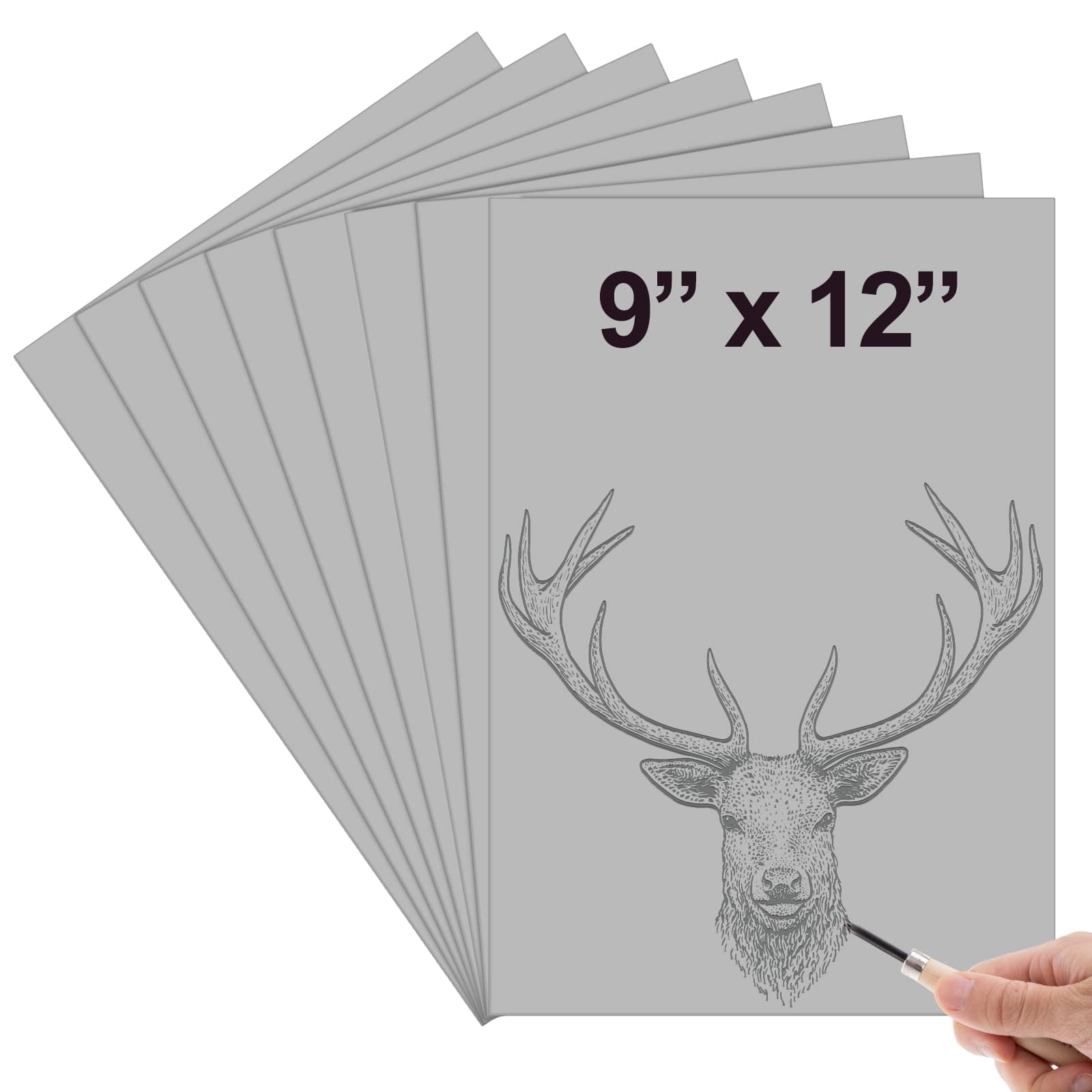 Yeaqee 8 Pcs 9 x 12 Inch Linoleum Block Rubber Carving Block Soft Linocut Blocks Large Linoleum Sheet Unmounted Lino Plates for Engraving Art Project Printmaking Artist Studio Supplies, Gray