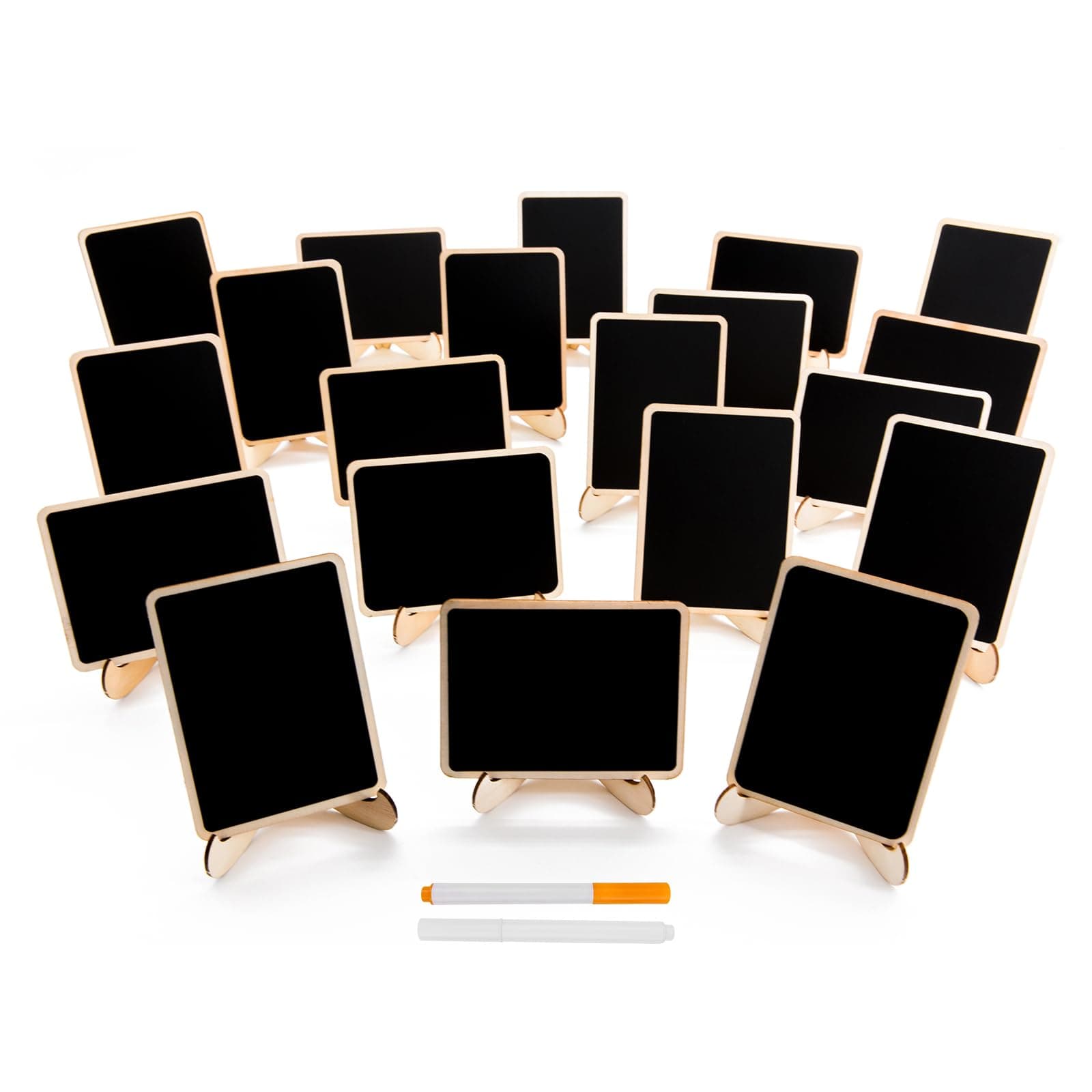 20 Pack Wood Mini Chalkboards Signs with Support Easels, Place Cards, Small Rectangle Chalkboards Blackboard for Weddings, Birthday Parties, Message Board Signs and Event Decorations