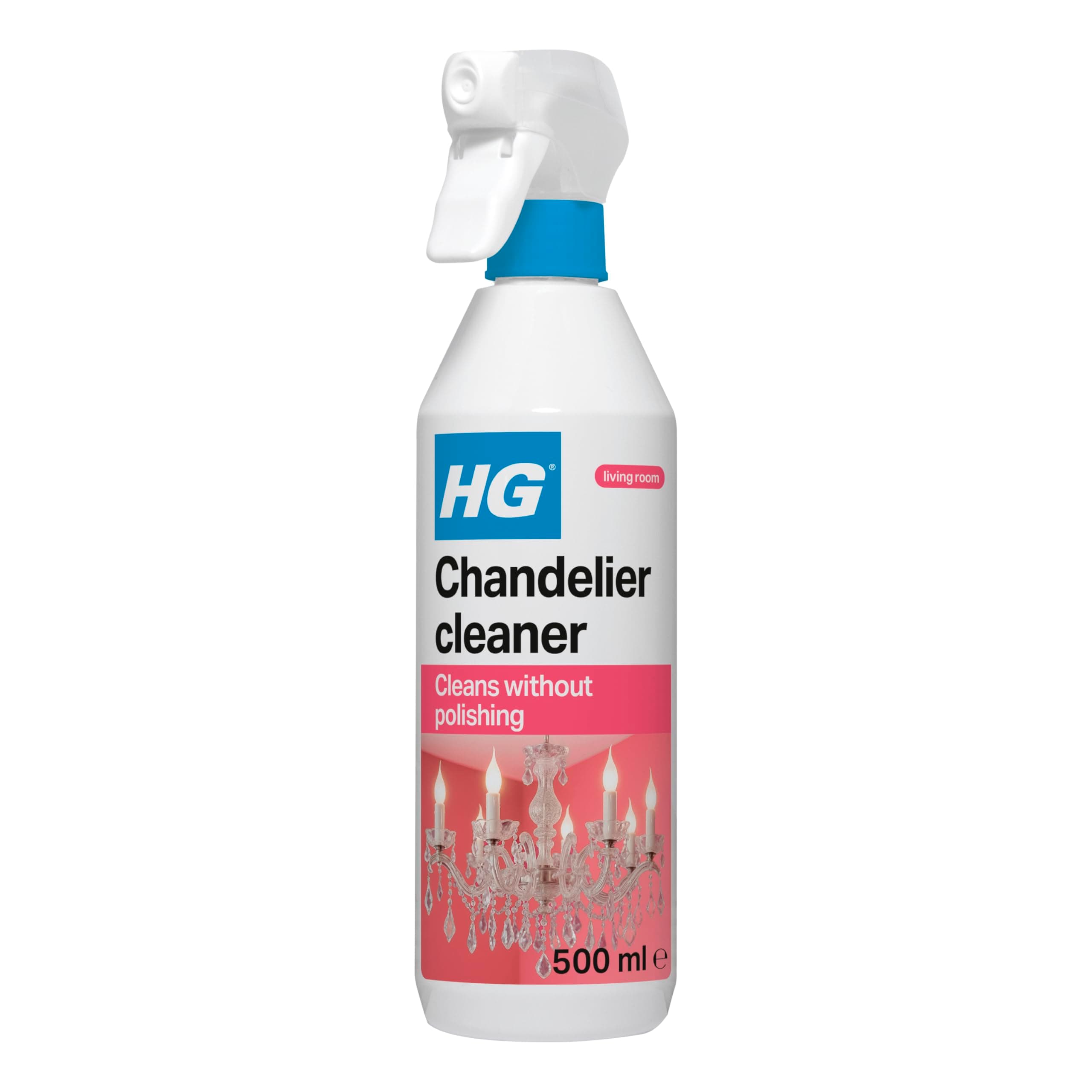 HG Chandelier Cleaner Spray, Specialist Crystal & Glass Cleaner Spray for Lighting Fixtures, Gentle on Delicate Surfaces, Spray On & Drip Dry, Dissolves Dirt - 500ml