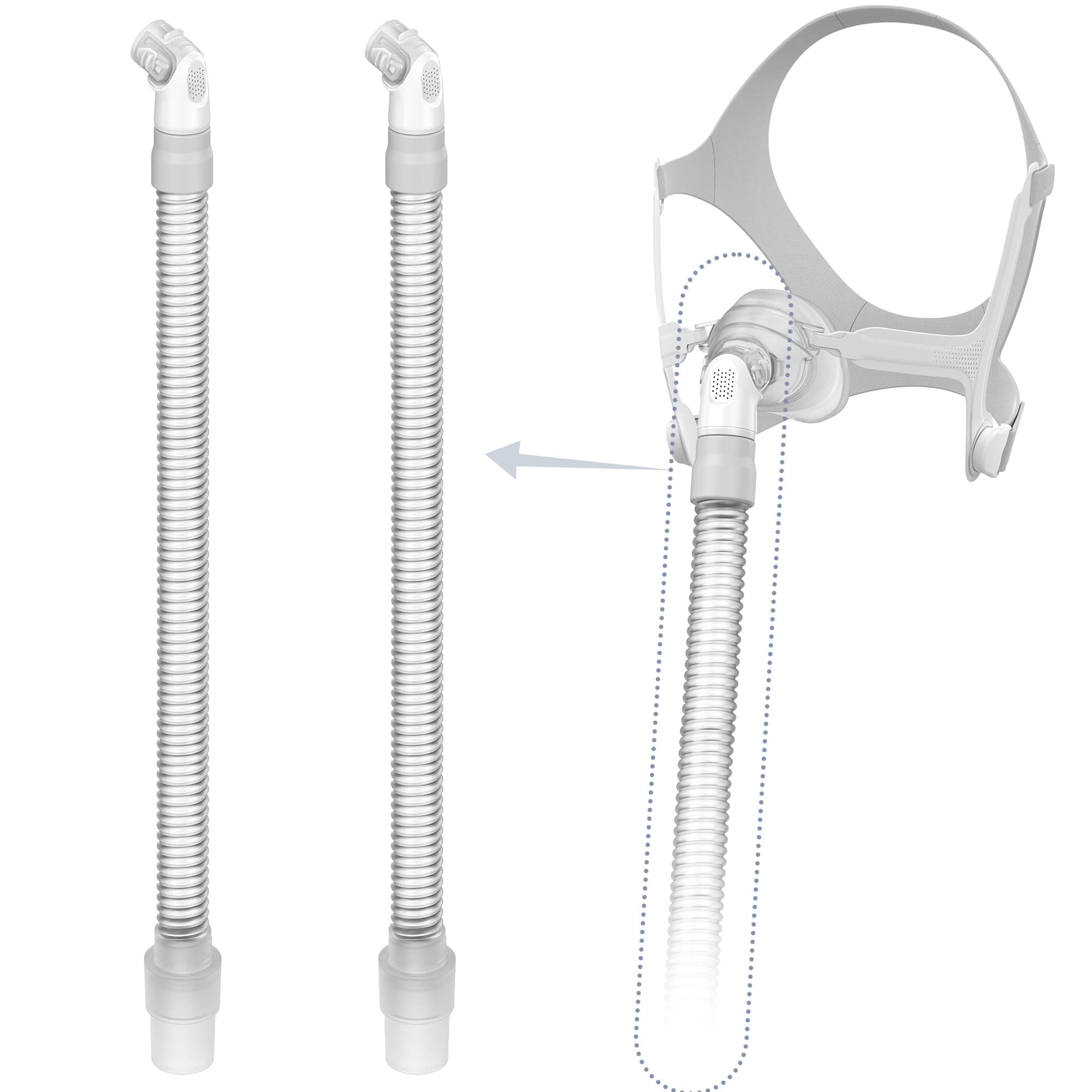 Medihealer 2 Packs Replacement Tube Assembly for N20, Include Tubing & Elbow & Swivel, Replacement Tubing for N20, Avoid Leakage and Reduce Noise, CPAP Supplies.
