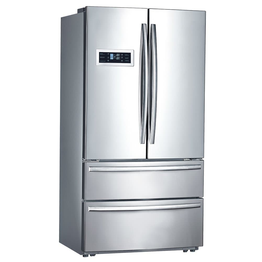 Smad French Style Double Door Refrigerator Large Refrigerator Bottom Freezer For Home, Stainless Steel