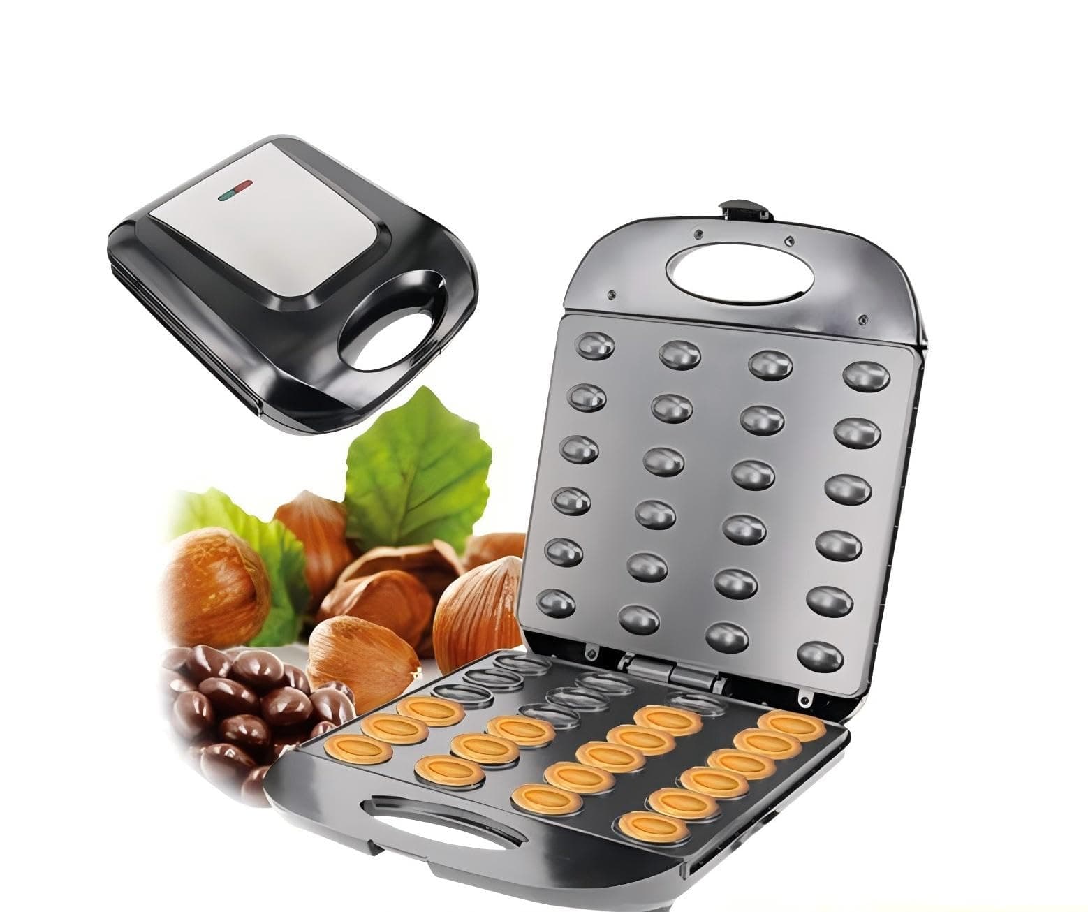 24 Walnut Cookie Maker, Non Stick Double Sided Walnut Cookie, Electric Maker Mold Maker Mini Nut Waffle Bread Machine Sandwich Iron,Toaster Baking