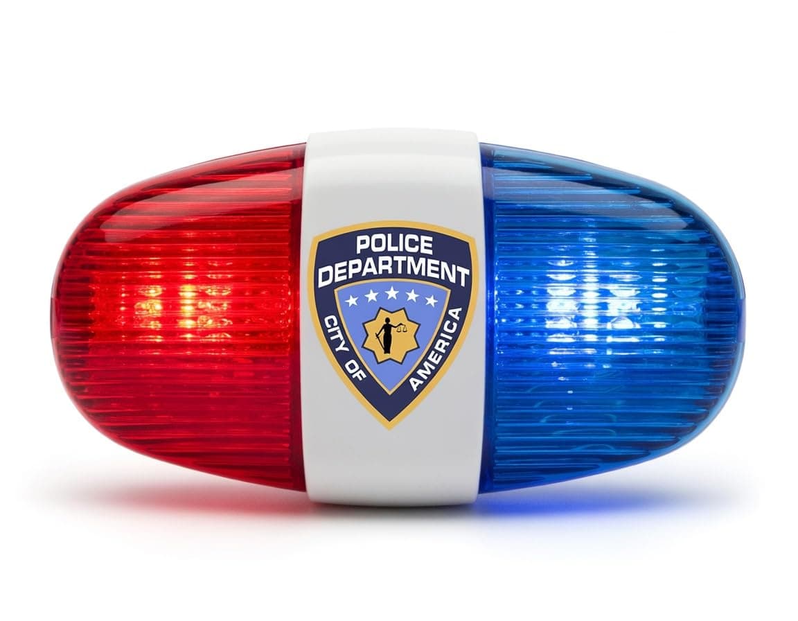 Playmags Kids Tech Bike LED light - Police Sound Light Electronic Horn - Bicycle Siren, 5 LED Light 4 Sounds Trumpet light, Multi Color, 5.11 x 2.9 x 1.4in. (13 x 7.5x 3.5cm)