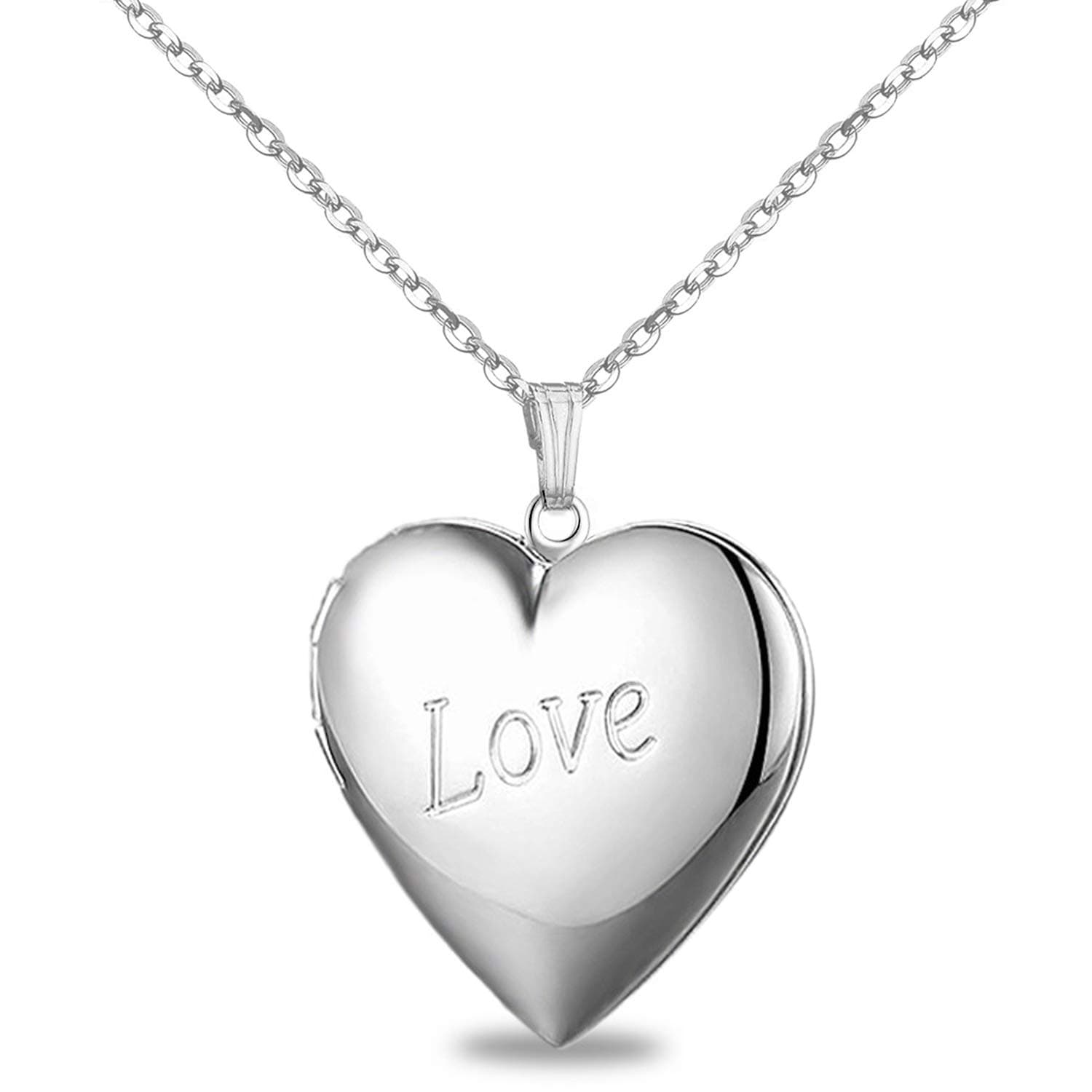 YOUFENG Love Heart Locket Necklace that Holds Pictures Polished Lockets Necklaces Birthday Gifts