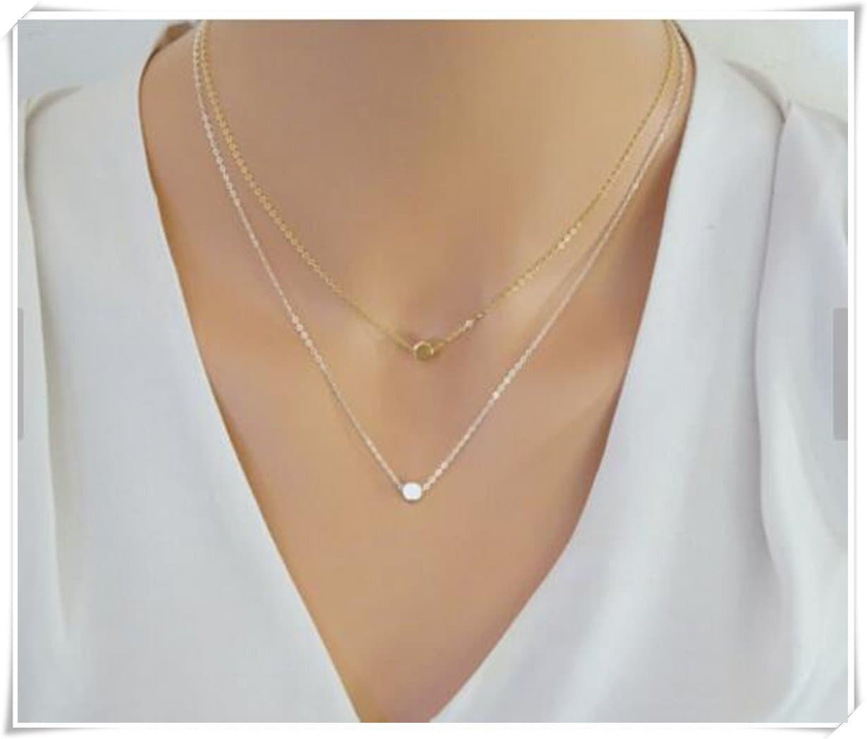 Liquidation Gold and Silver dot Necklace, Set of 2 Seperate layeing Necklace, Tiny dot Necklace, Gold Circle Necklace