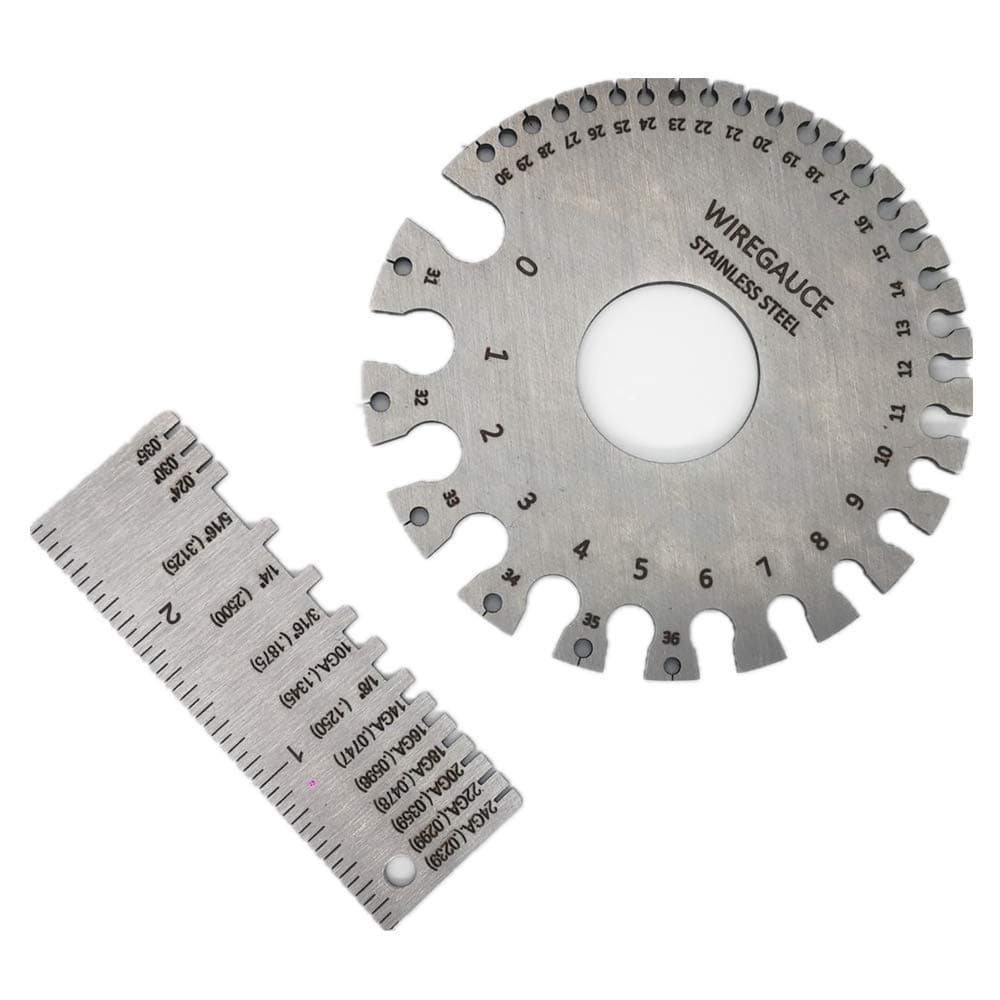 Juliyeh 2Pack Sheet Metal Gauge Wire/Metal Gauge Tool Stainless Steel Welding Gage Plated Size Inspection Tool and Dual-Sided Wire Gauge Cable Sheet Gage Standard Thickness Metal Gauge