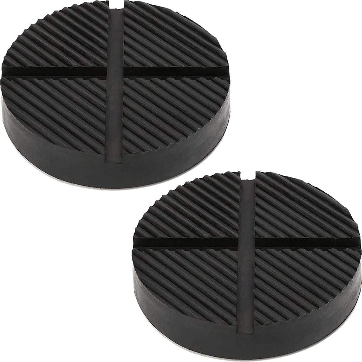DELFINO Universal Floor, Jack Rubber Pad Jack Pad Adapter Pinch Weld Side Frame Rail Protector Puck/Pad (2 Pack), Jack Pad Slotted Rubber, Jack Pad Medium Size - Frame Rail Protector, Puck Pad