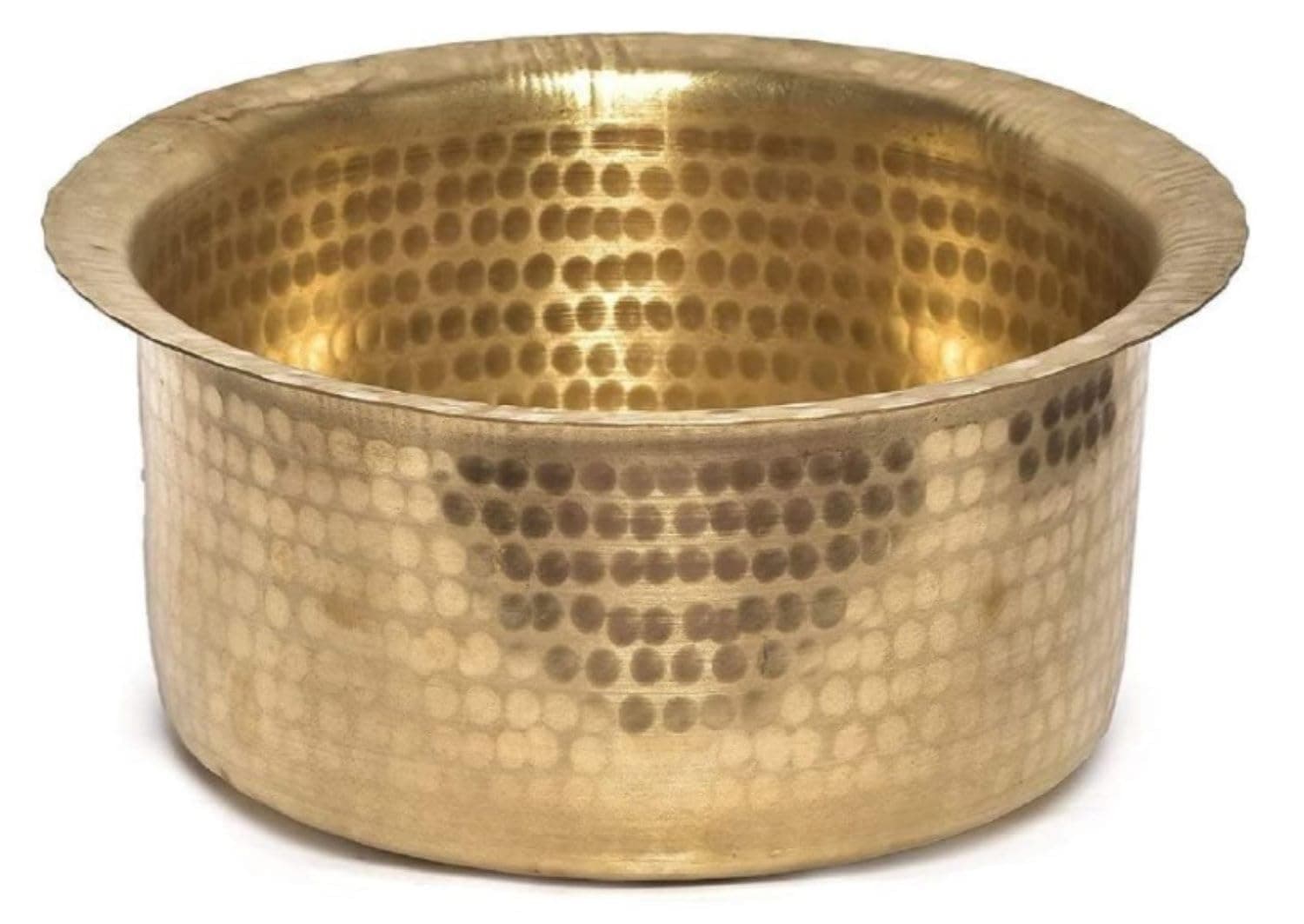 Jewellary hub Traditional Indian Pure Brass Tope | Hammered Patila | Heavy Round Tapeli | Peetal Bhagona Cookware Utensils with Lid (Patila, 05 Liter)