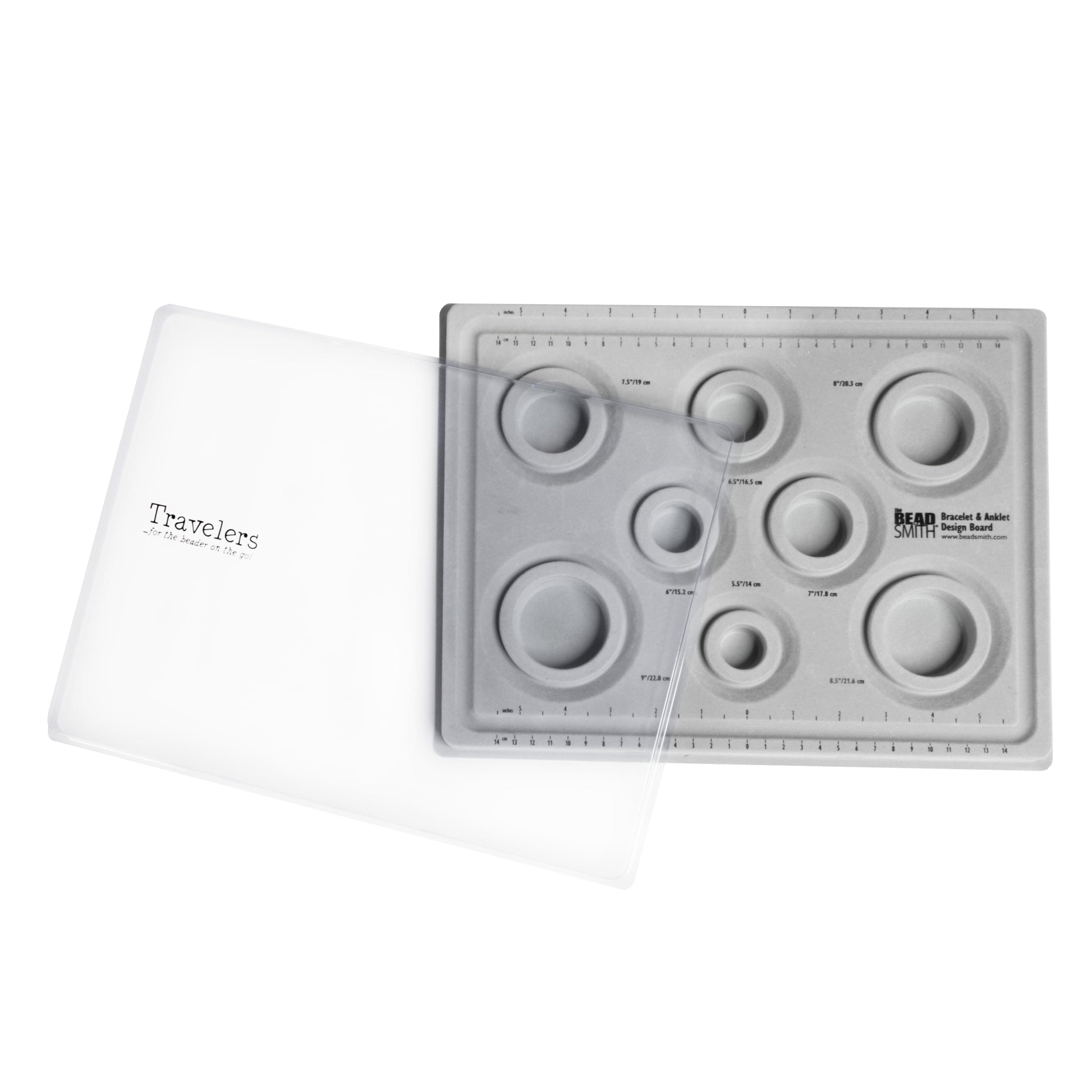 The Beadsmith Elements Bracelet & Anklet Design Bead Board – 10.75 x 13.75 Inches – Removable Transparent Cover – Flocked Surface, Multiple Channels & Printed Ruler – for Jewelry Making