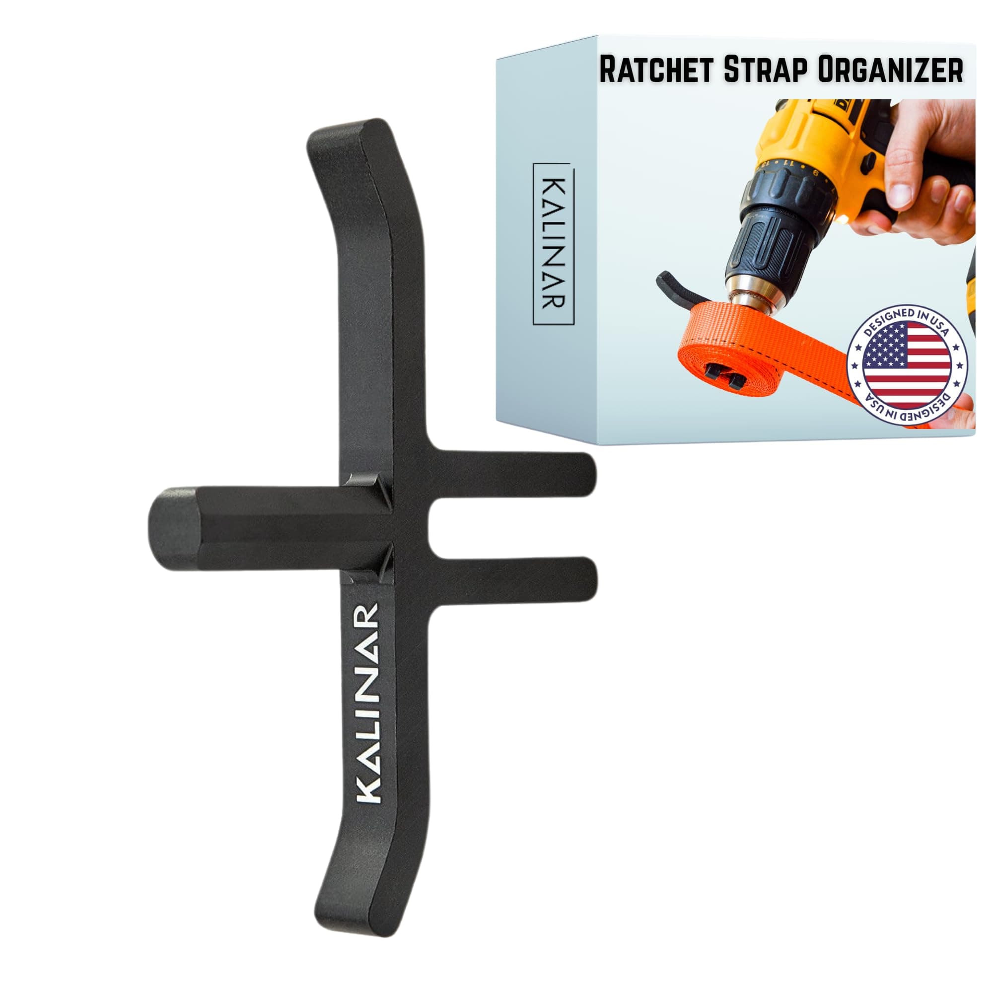 Tie-Down Strap Winder Drill Attachment - Ratchet Strap Roller - Drill Bit Strap Winder - Quickly and Easily Roll Straps for Compact Storage and Easy Accessibility