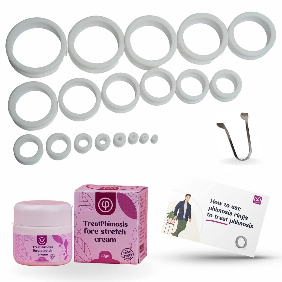 Vajraang Phimosis Stretching Rings (20 Rings Set) with Fore-Stretch Cream, To...