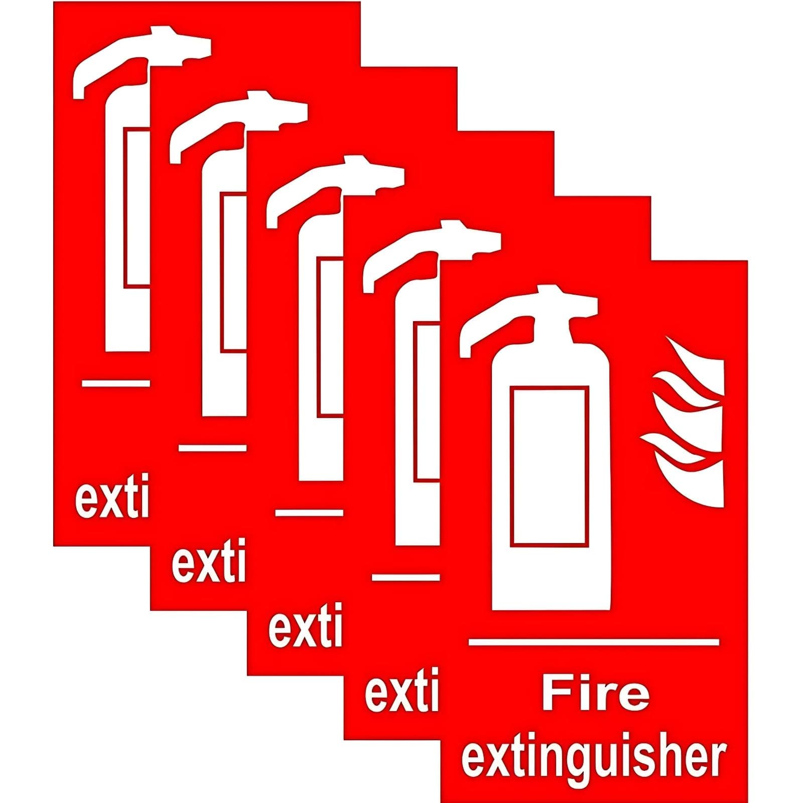 KREEPO Fire Extinguisher Vinyl Safety Decal (Pack of 5) Sign Sticker for Walls| Door| Office (10inch X 6inch)_kr