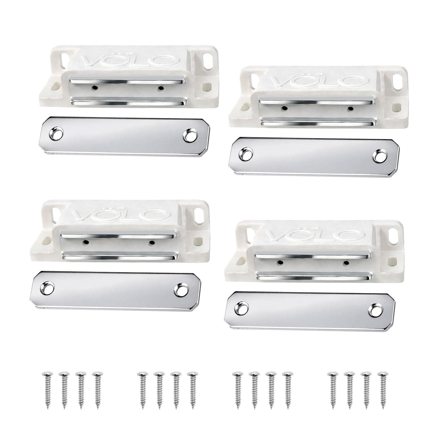 VOLO Pack of 4 PVC Magnetic Door Catcher – Cabinet and Cupboard Door Magnet for Wardrobe, Kitchen, Bathroom and Office Doors | White