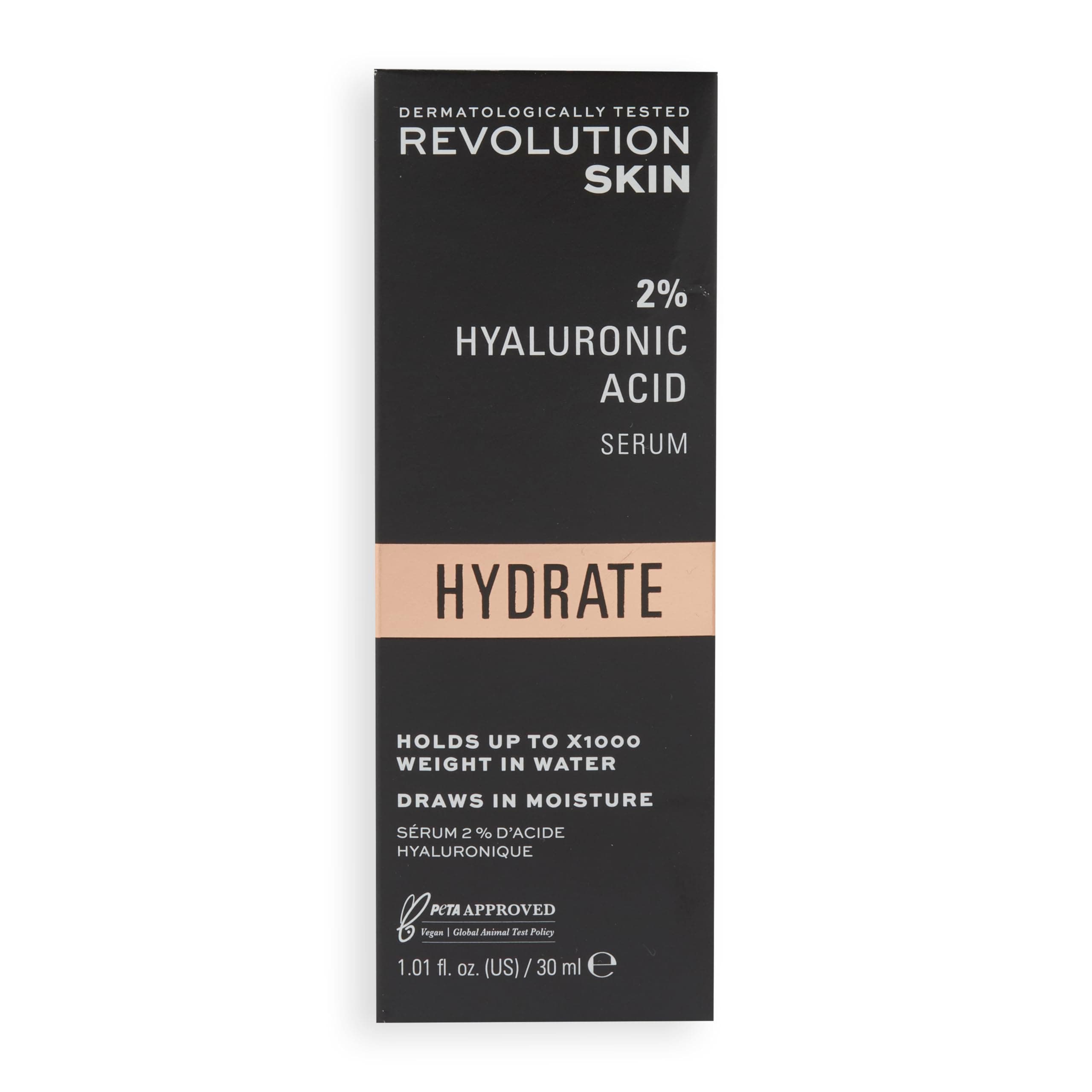 Revolution Beauty London Skincare Hyaluronic Acid Serum, Plumps, Softens and Hydrates Skin, 2% Solution, Lightweight Face Fragrance Free, 30 ml