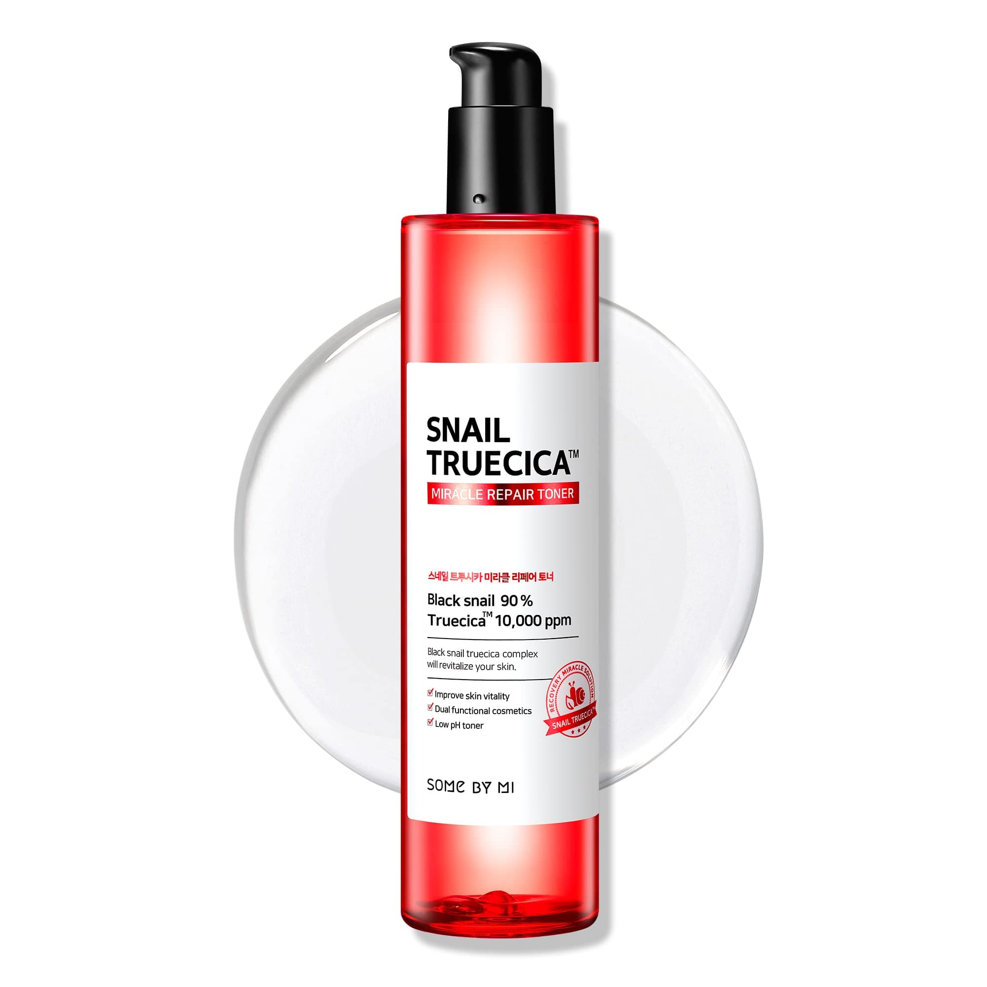 Snail Truecica Miracle Repair Toner - 4.6Oz, 135ml - Made from Snail Mucin for Sensitive Skin - Daily Repair Face Toner with Skin Texture and Pigmentation Care - Korean Skin Care