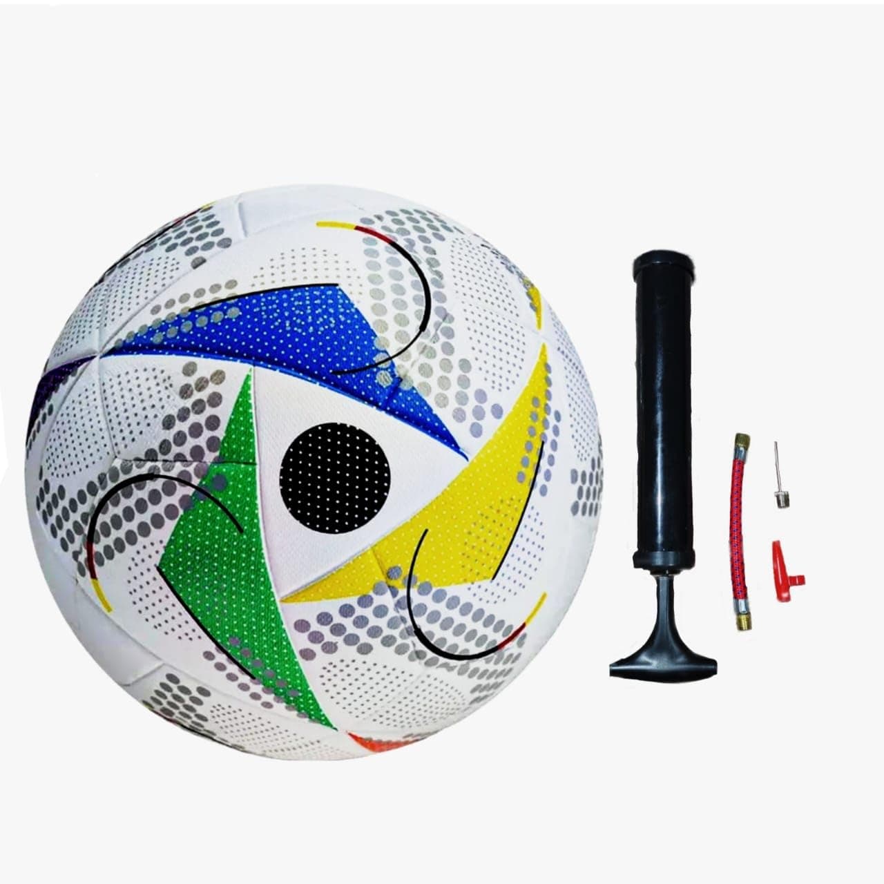 Multi Color FootBall Soccer Ball | with AirPump | Excellent Bounce and Shape Retention | Euro 2024 Ball | Highly Recommended