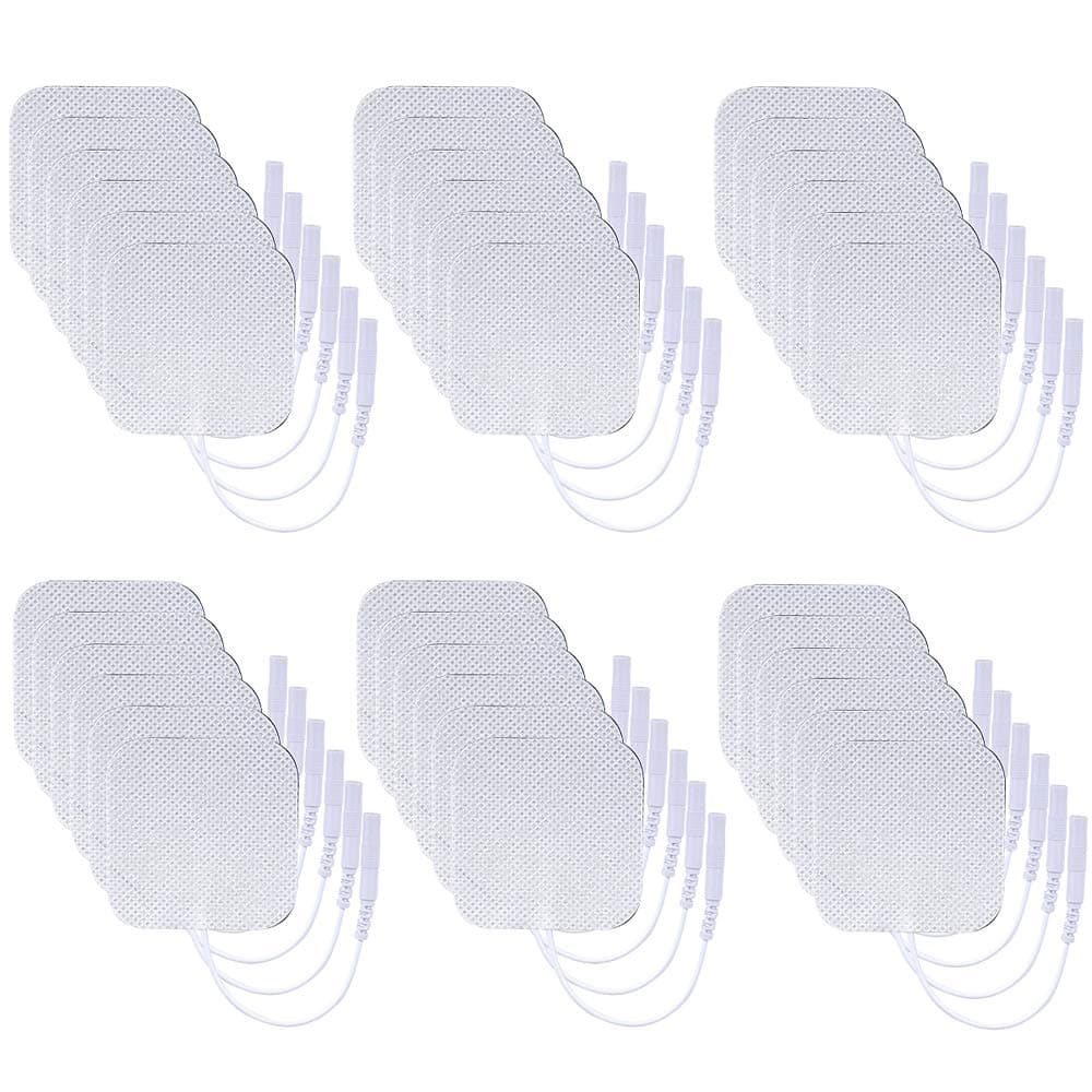 TENS Unit Electrode Pads 36 Pieces Wired Self-Adhesive Electrodes Premium Replacement Pads for TENS Units - 2x2 Inches (2x2-36Pack)