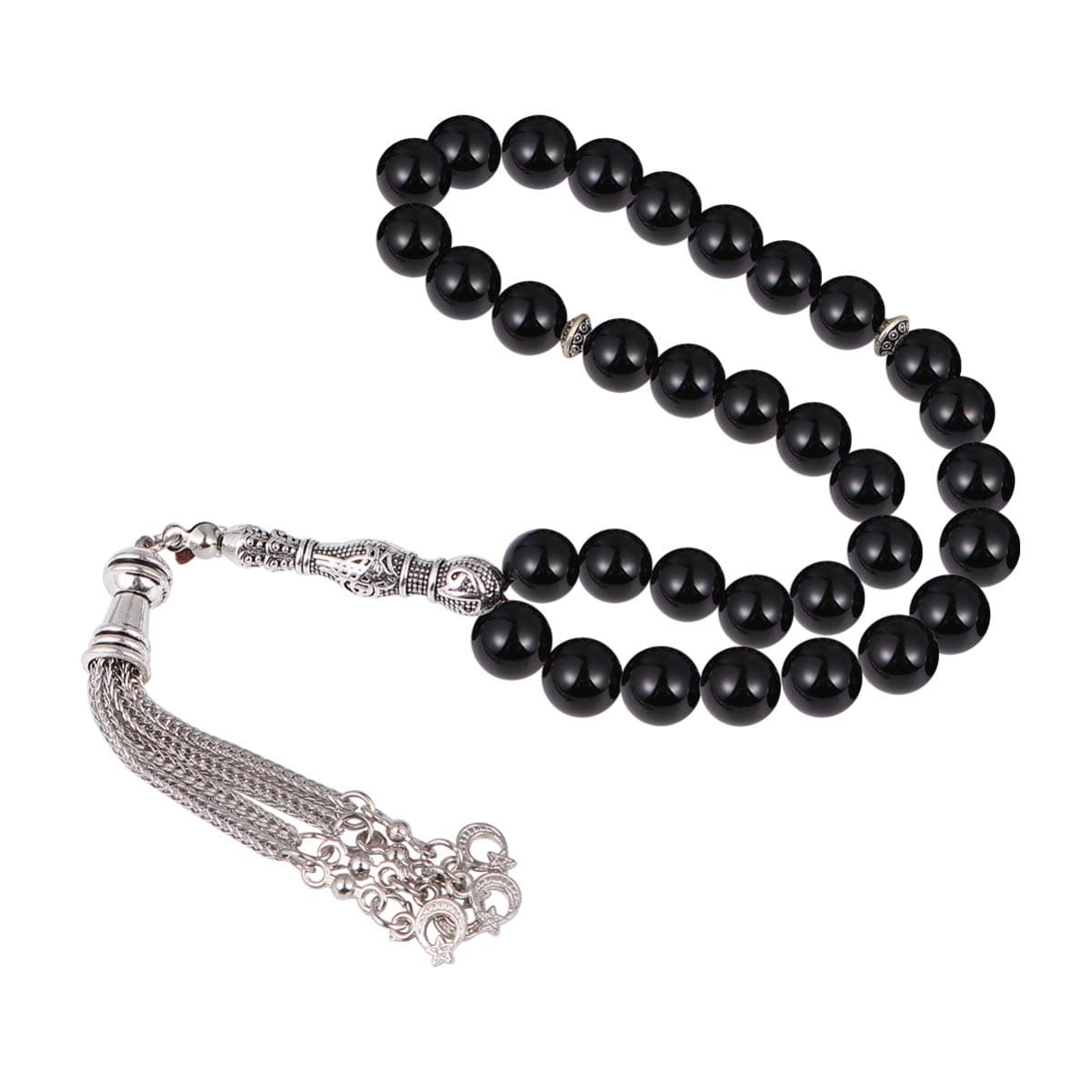 EXCEART 33 prayer beads Prayer Beads Muslim Rosary s Agate s String Chain Black Meditation turkish s s tasbih zikr s