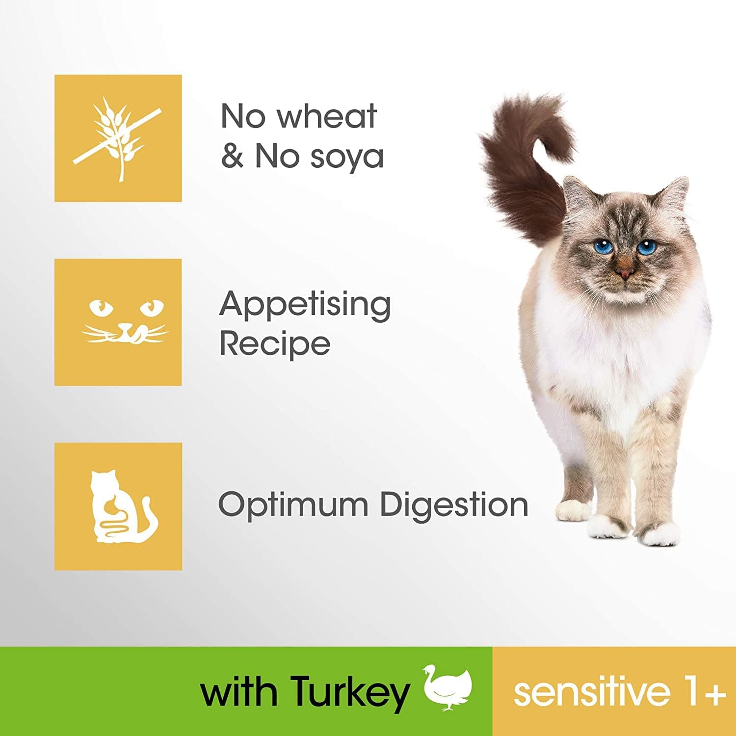 Perfect Fit 1+ Adult Sensitive Turkey 4 x 750 g Bags, Complete Premium Dry Cat Food