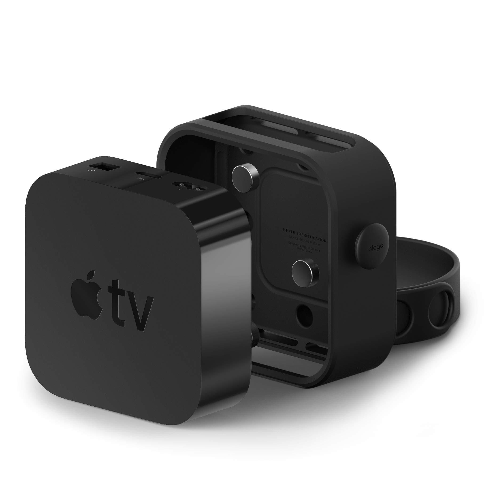 Multi Mount for Apple TV - [Three Mounting Options : Magnet, Screw, Strap][Easy Installation][Space Saving] for Apple TV 4th Generation (Multi Mount) - (EST-ATV-BK)