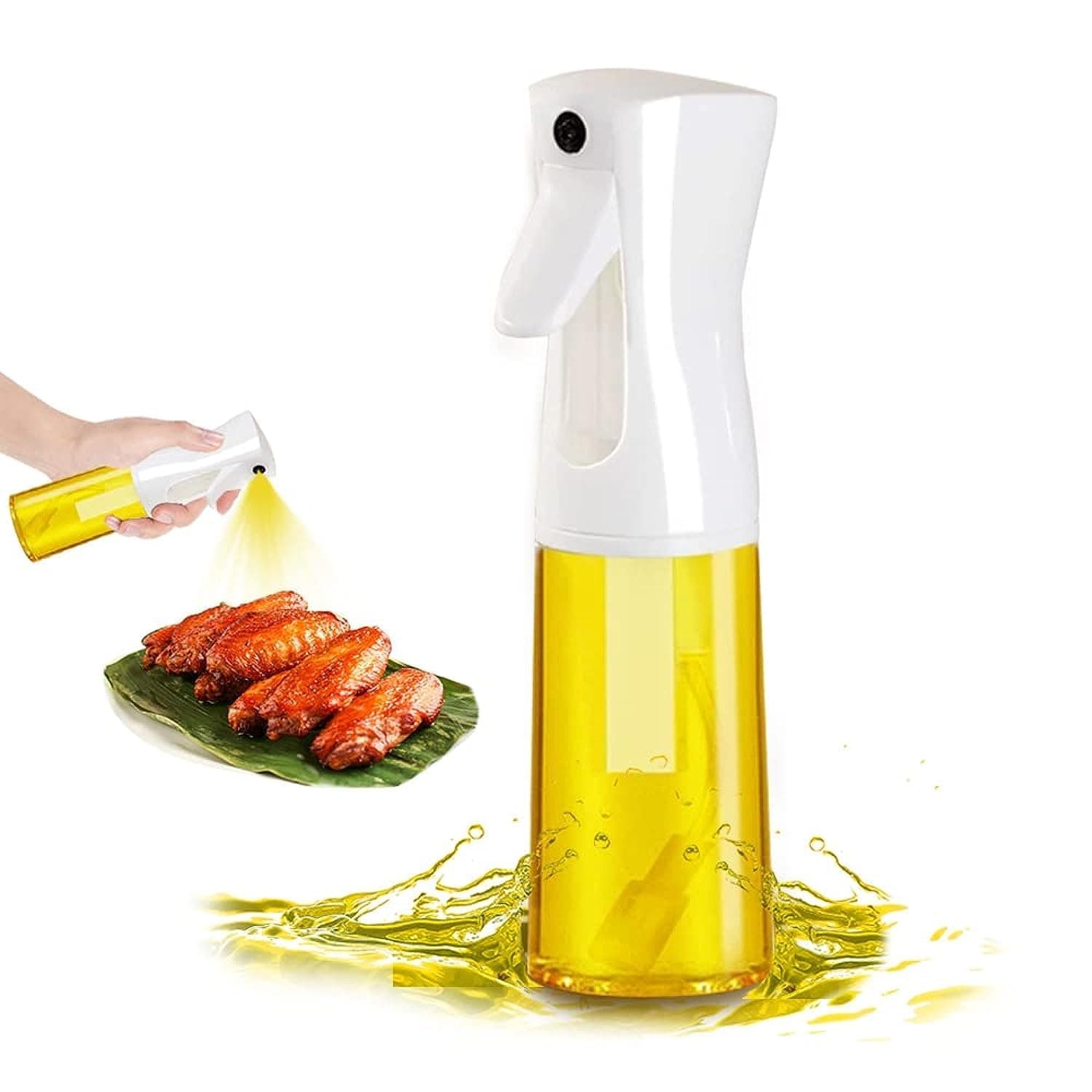 Oil Sprayer for Cooking,Wolii 200ML Oil Sprayer Mister Bottle with Large Spout for Multiple Oils,Kitchen Gadgets Accessories Olive Oil Spray for Cooking,Barbecue,Salad and Air Fryer(White)