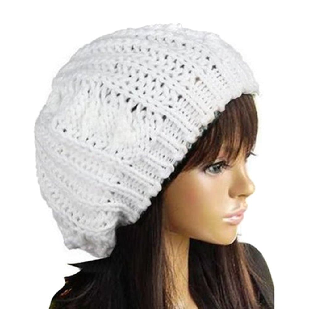 JOVANA New Arrival Top Fashion Winter Warm Women Lady Yong Girls Baggy Beret Chunky Knit Knitted Braided Beanie Hat Ski Cap Crochet Knitted Hat Knitted Crochet Oversized Slouch Hat for Women (White)