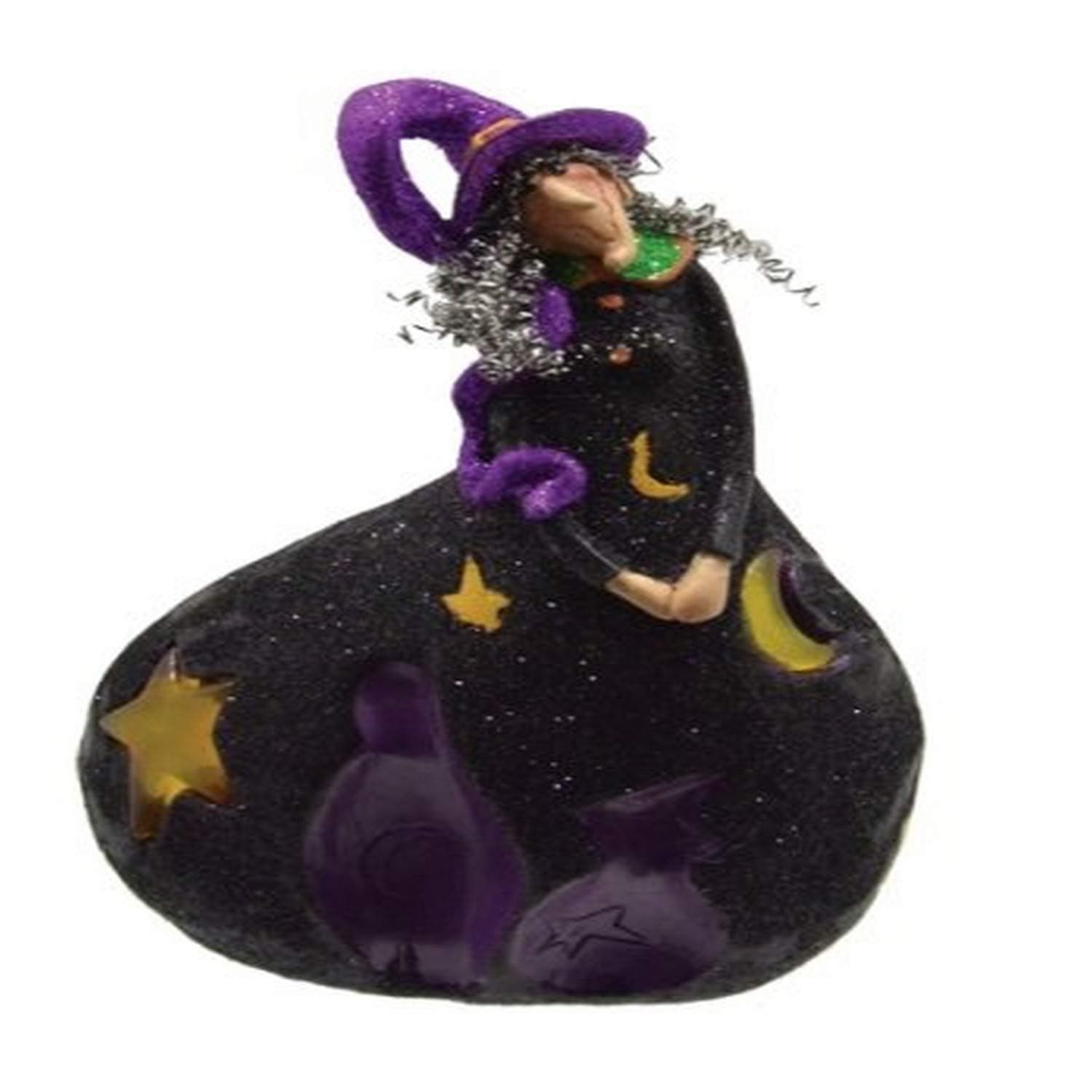 FR2672 BKPUR 4 3/4' X7 1/2 inch Black Purple Standing Witch Figurine