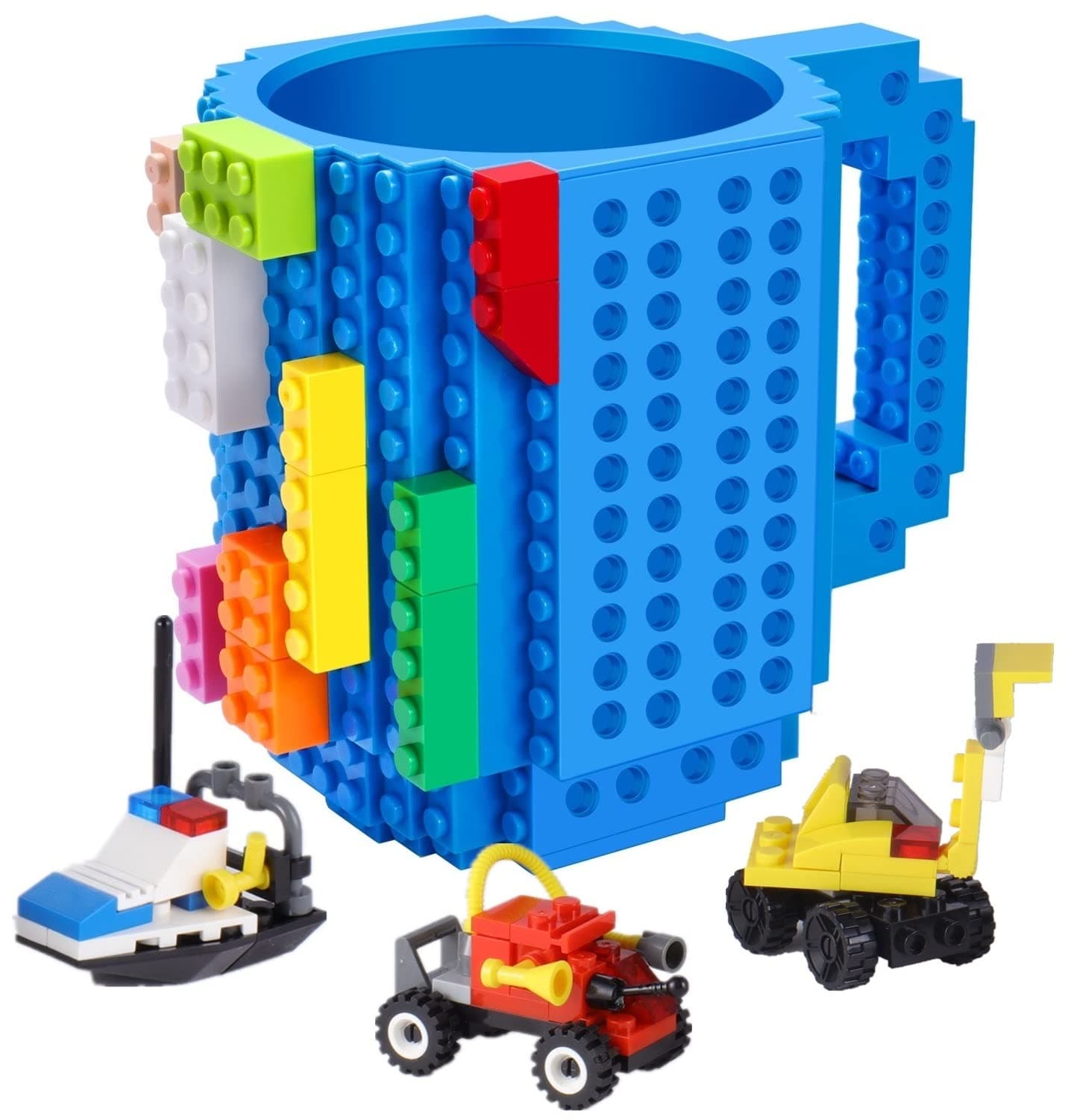 Build-on Brick Coffee Mug,Novelty Cup Creative DIY Gifts for Kids Men Women,Blue