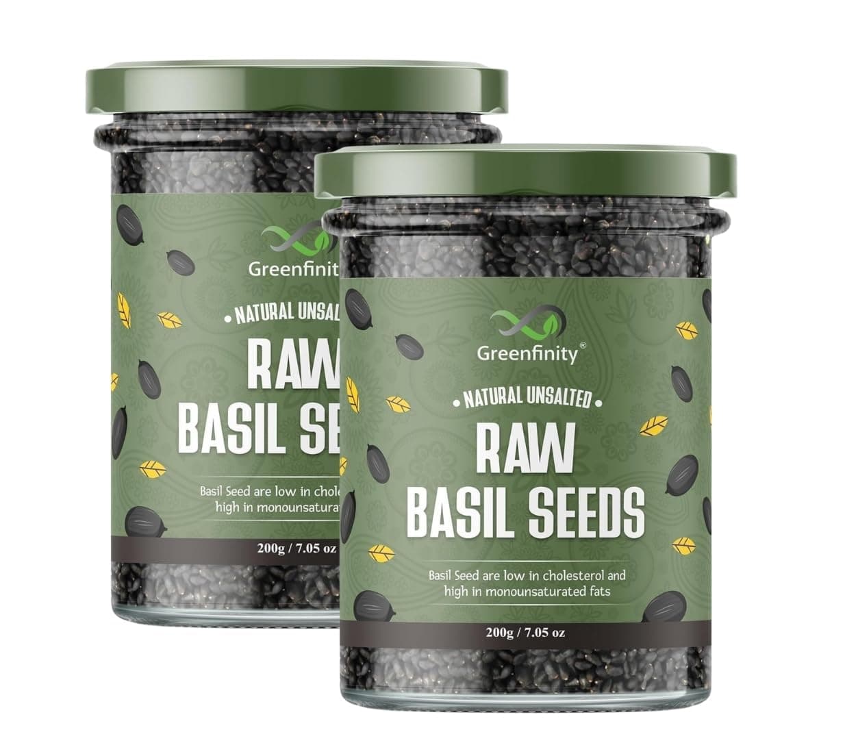 GreenFinity Basil Seeds | Weight Loss Support | Skin & Hair Health Enhancer | Immunity Booster | 400g Total (Pack of 2 x 200g).