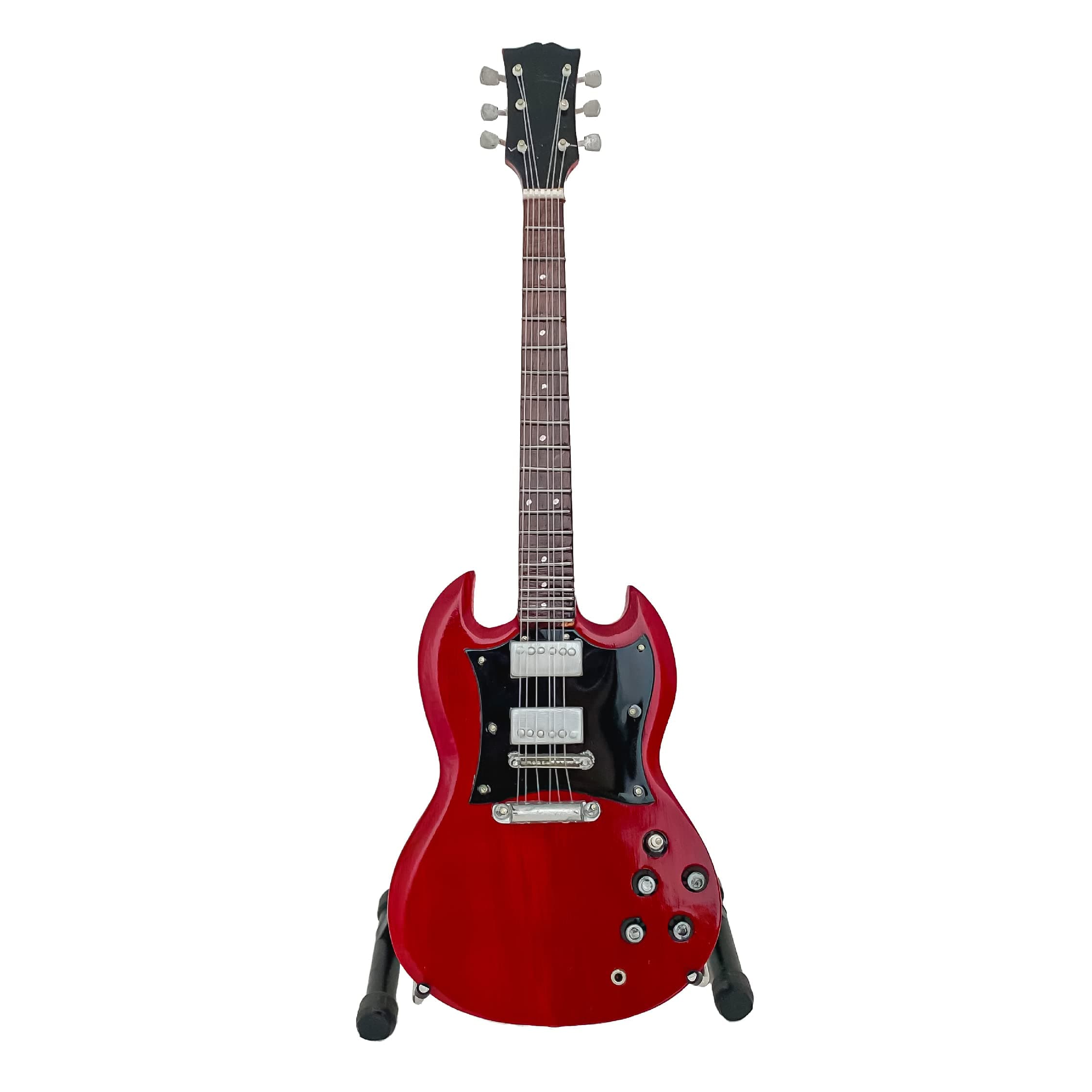 ACDC Angus Young Mini Guitar Replica, Miniature Guitar, Mini Replica Guitar Model - ACDC Figures, Collectible - SG Red Cherry, Solid Mahogany Wood, 10 Inches