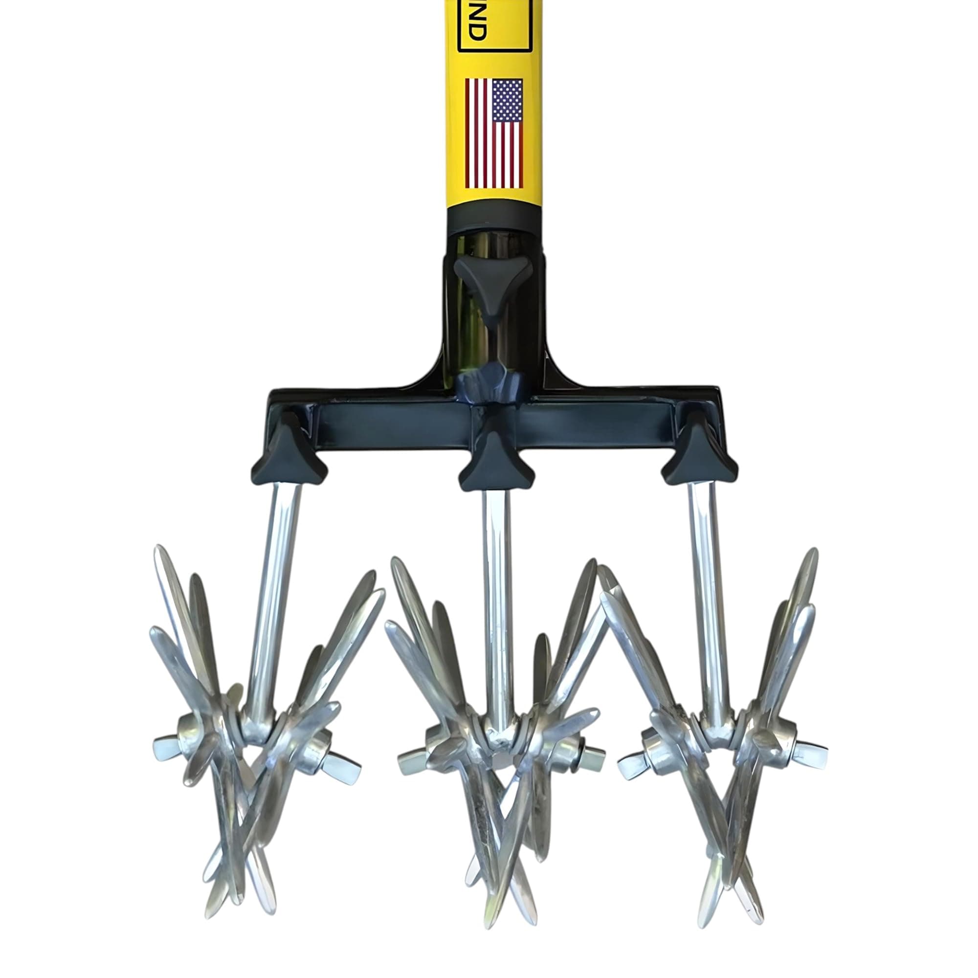 Rocklin Rotary Cultivator Tool - 60” Extra Long Handle - Reinforced Tines - Reseeding Grass or Soil Mixing - All Metal, No Plastic Structural Components - Cultivate Easily