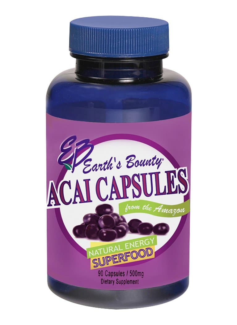 Earth's Bounty Organic Acai Juice Capsules 500 mg - Natural Energy Superfood - 135 Caps
