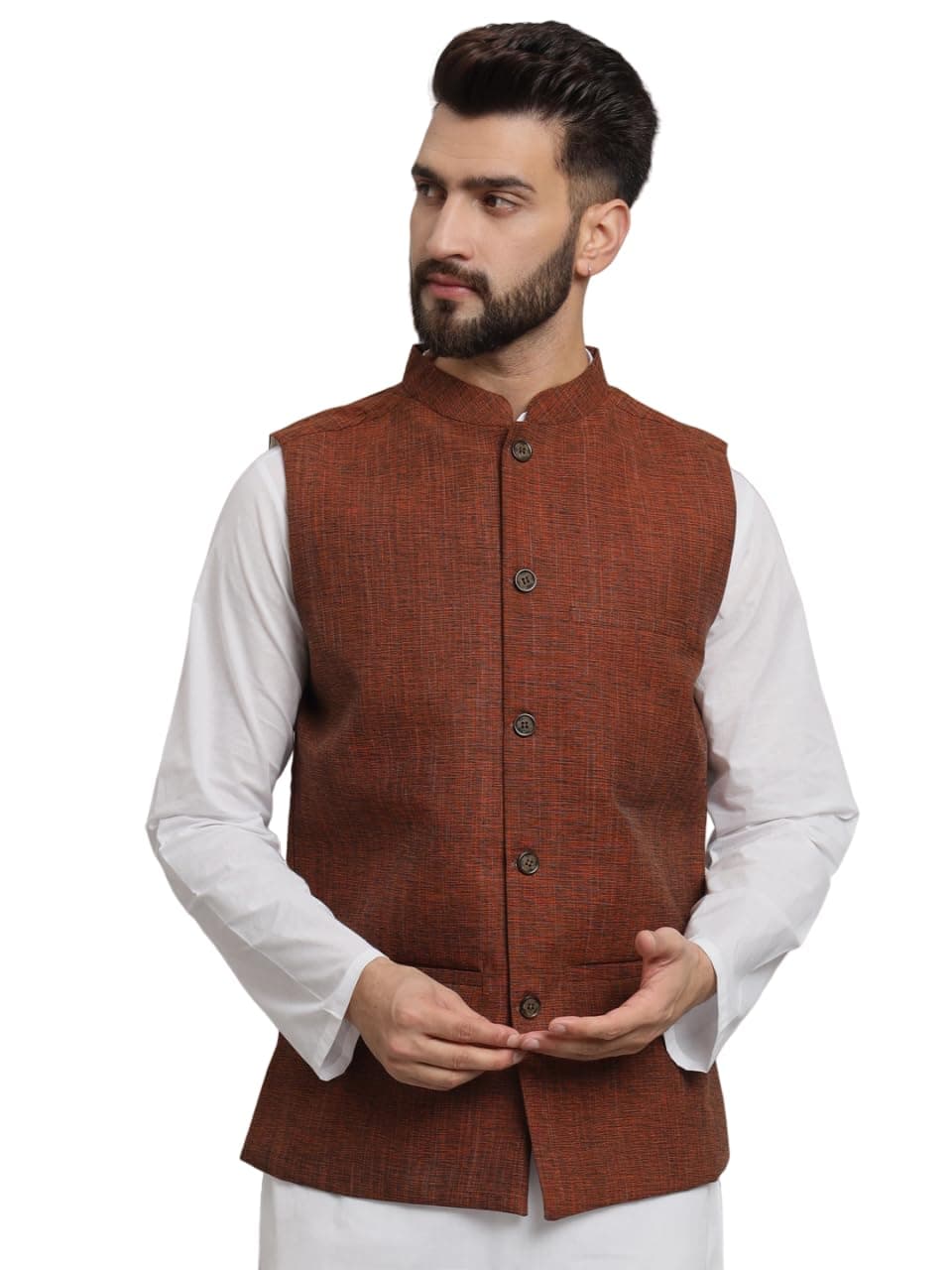 Men's Traditional Cotton Solid Nehru Jacket/Waistcoat