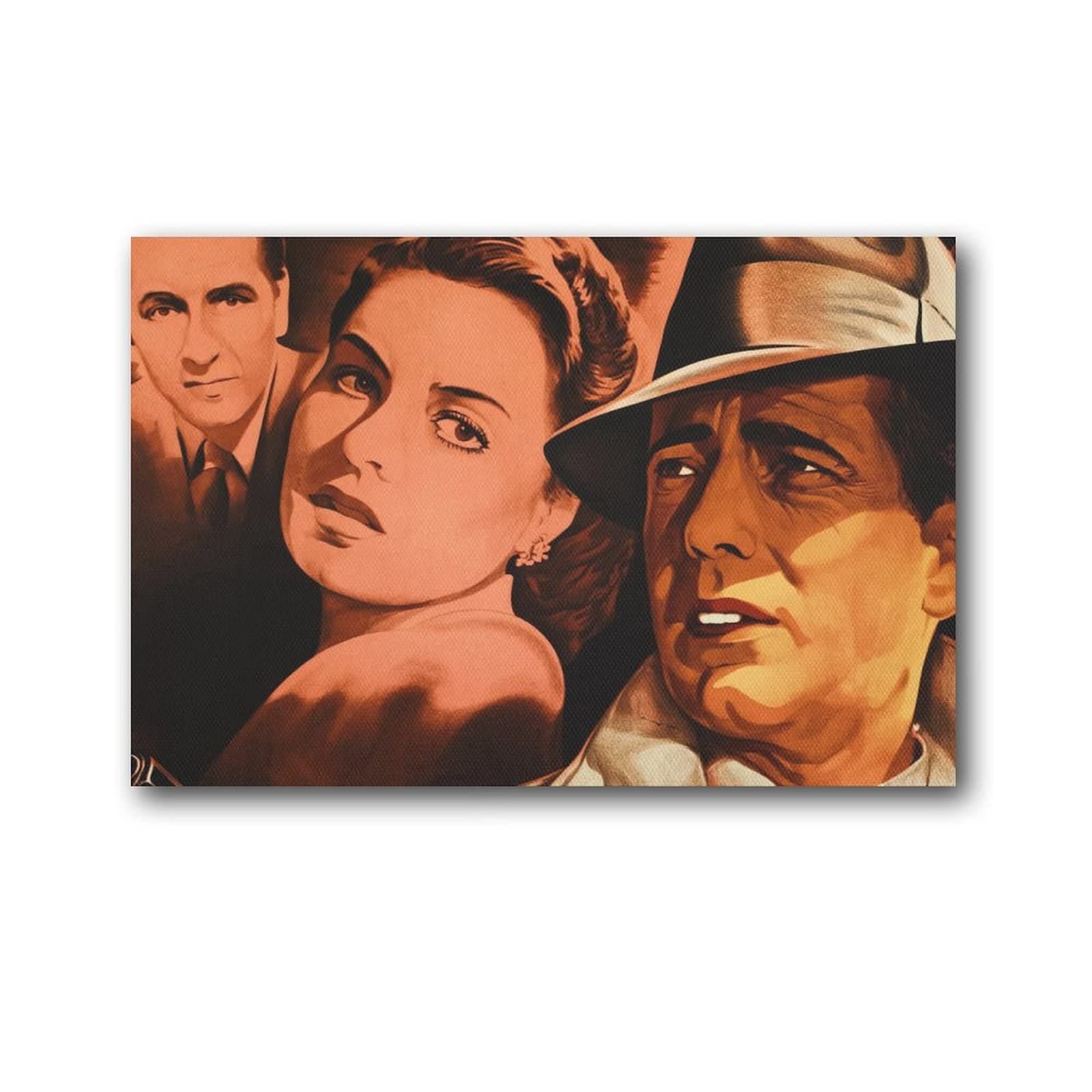 Casablanca Movie American Oscar Retro Black And White Movie Artworks Picture Print Poster Wall Art Painting Canvas Gift Decor Home Posters Decorative 08x12inch(20x30cm)