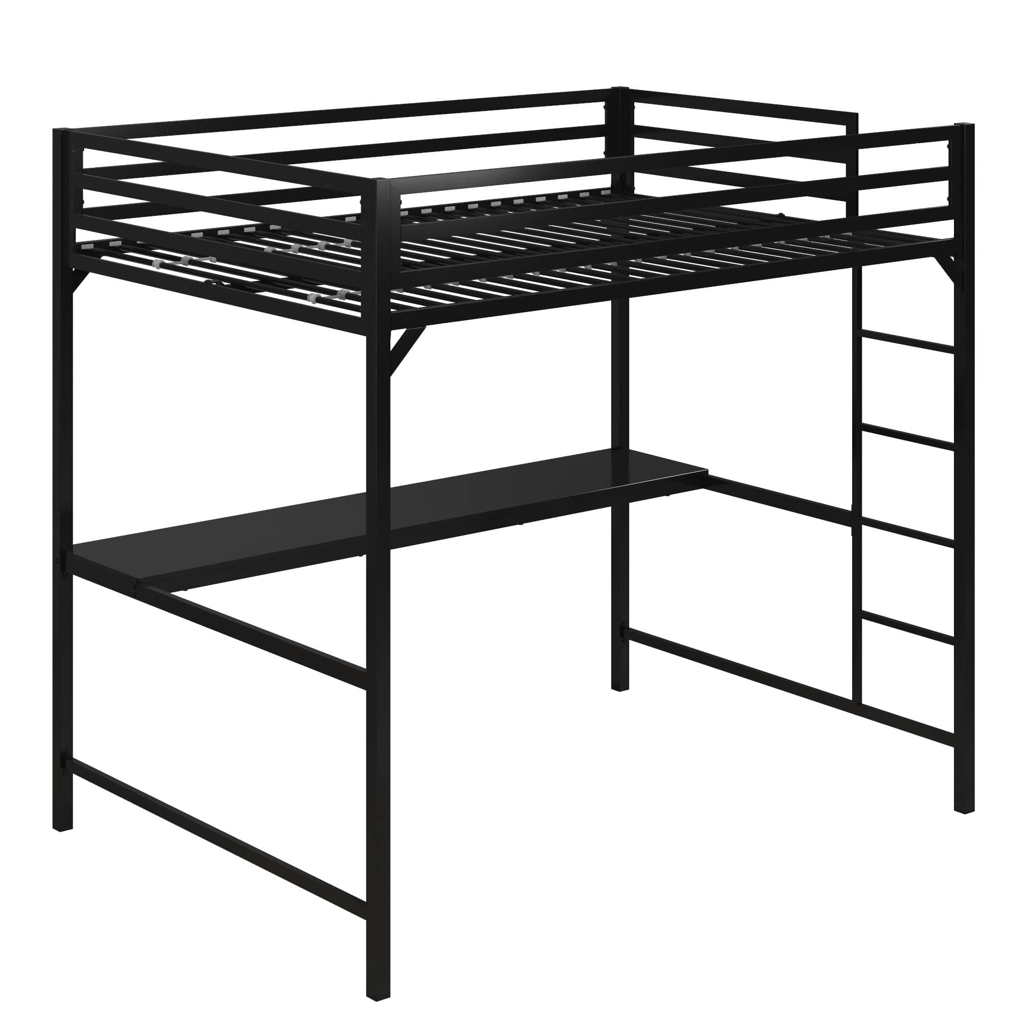 DHP Miles Metal Full Loft Bed with Desk, Black