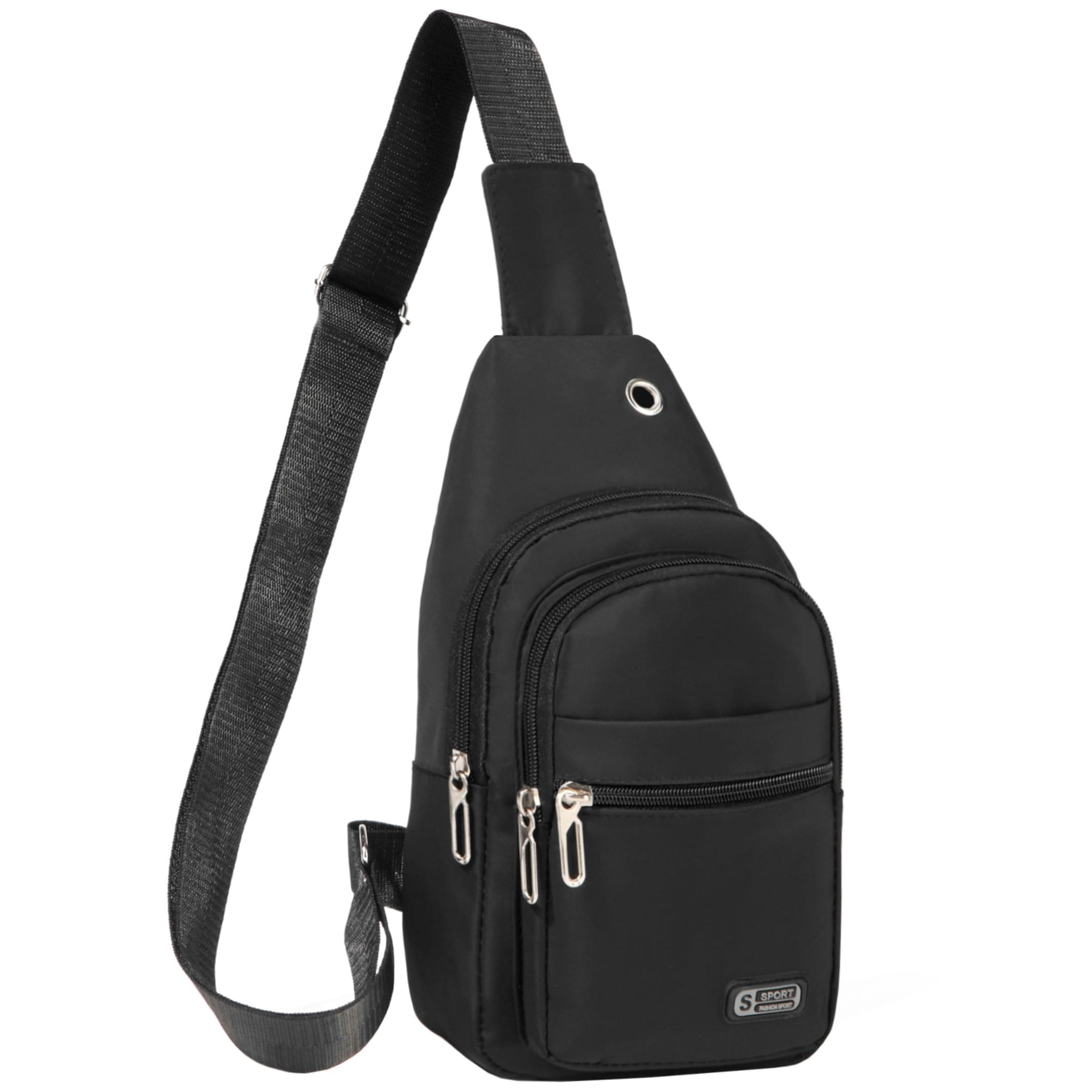 Small Sling Backpack Crossbody Sling Bag for Men Women, Chest Bag Daypack Fanny Pack Cross Body Bag for Outdoors Hiking Traveling - Black