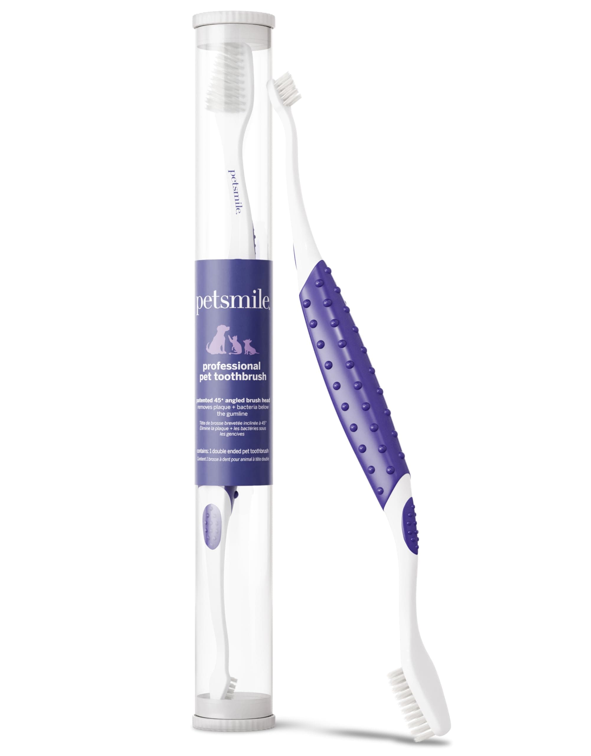 Professional Pet Toothbrush - Patented 45 Degree Cat & Dog Toothbrush for Small & Large Animals - Pet Accessories for Dental Care - VOHC Approved Teeth Cleaning - Dog Toothpaste Not Included