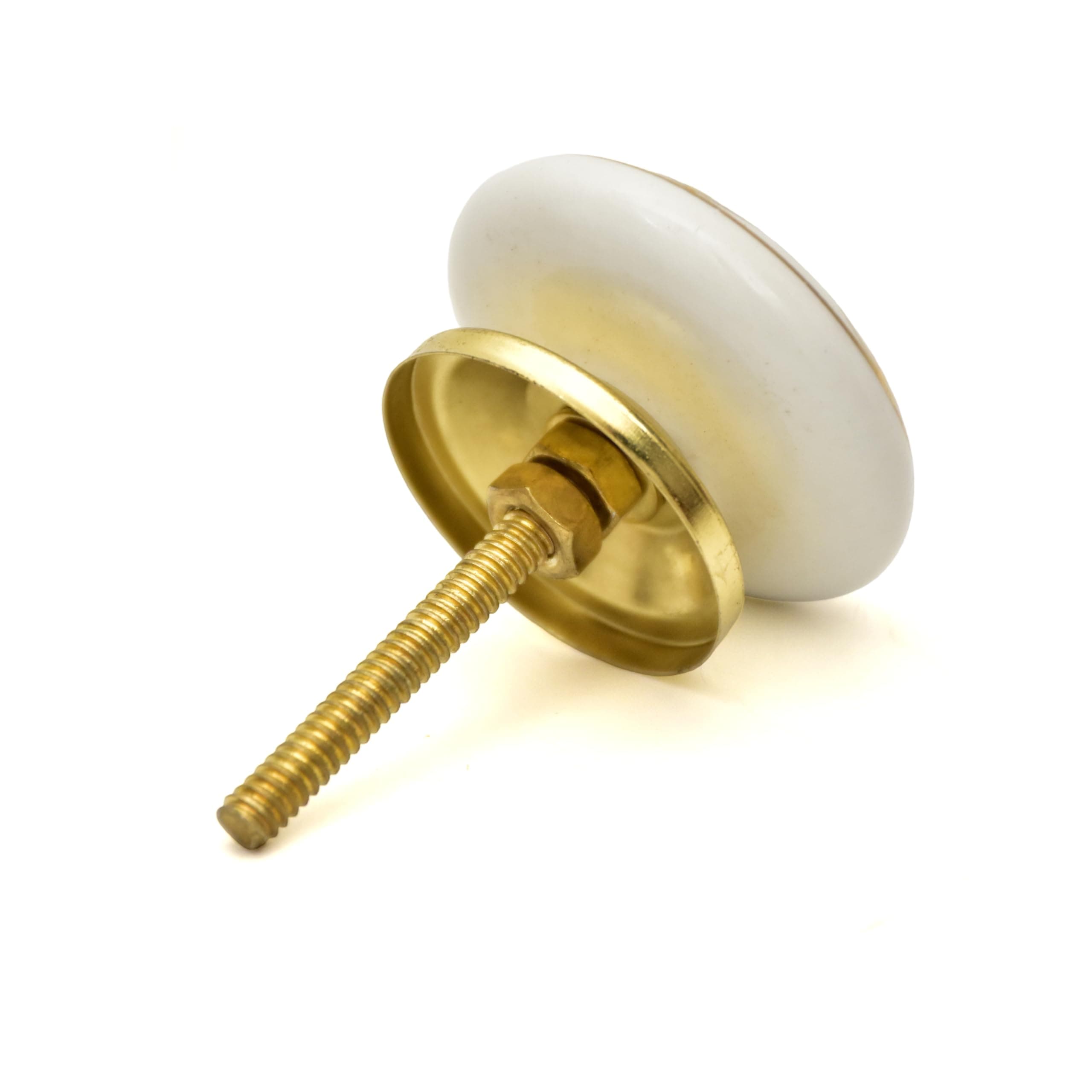 Ceramic Knobs Drawer Pulls for Cabinets and Cupboards (38mm, Gold) - Pack of 4 (Gold 3)