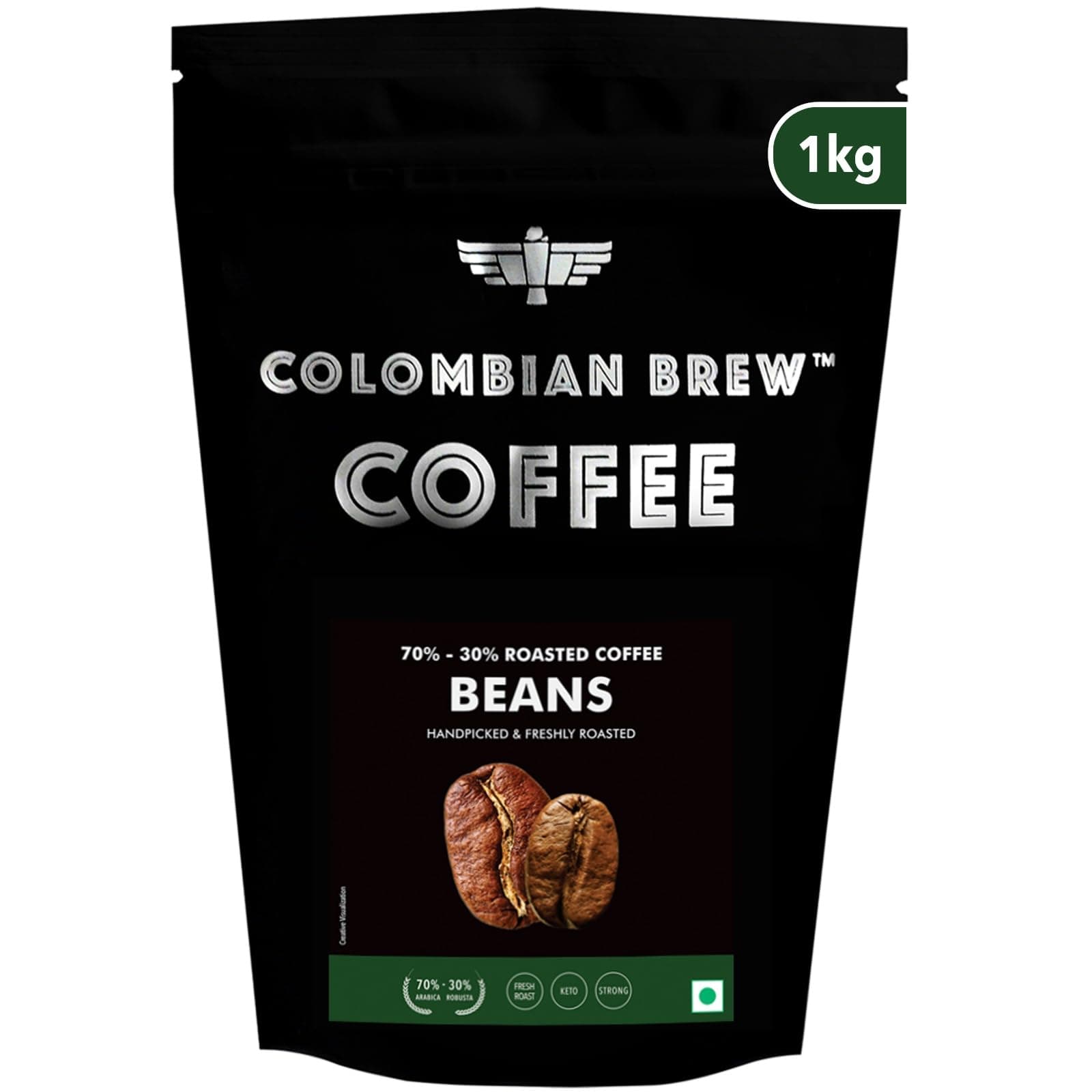 Colombian Brew 70-30 Arabica Robusta Roasted Coffee Beans 1kg