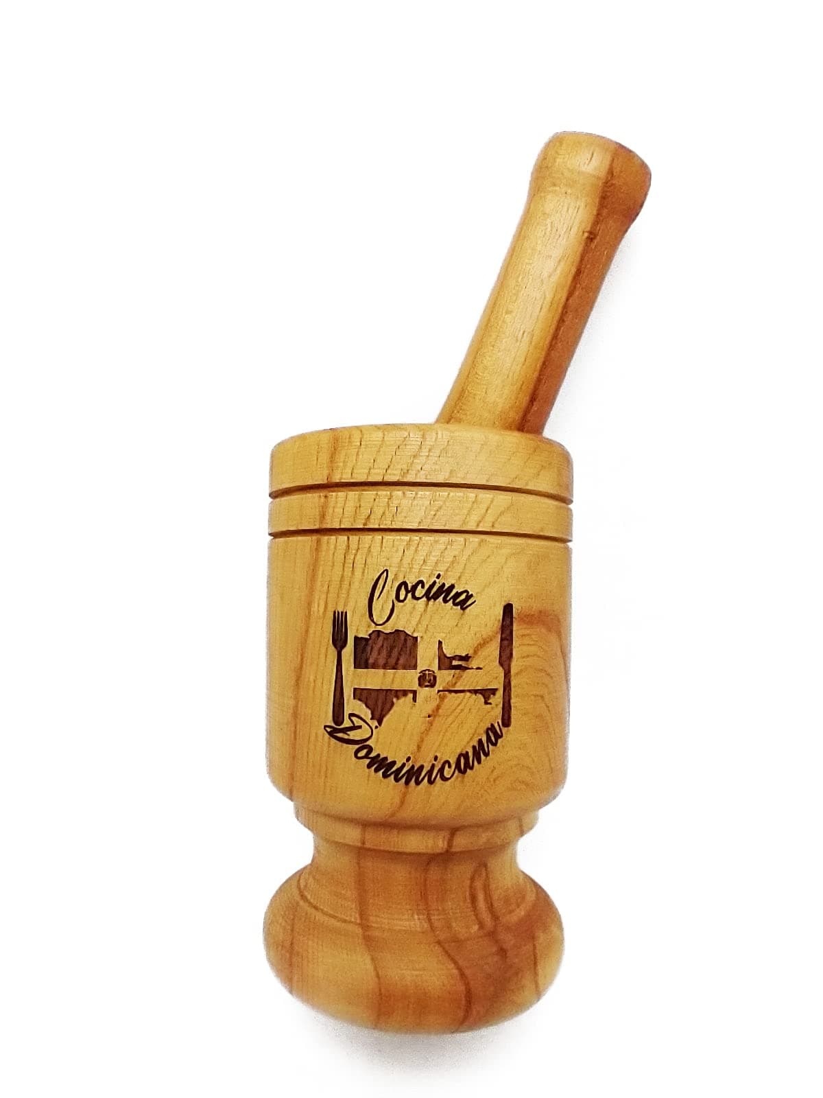 Heavy Duty Wood Mortar with Dominican Republic Flag engraved Pilón Dominicano con Bandera Dominicana, Dominican Republic Souvenir. Pilon Dominicano, Pilon de Republica Dominicana