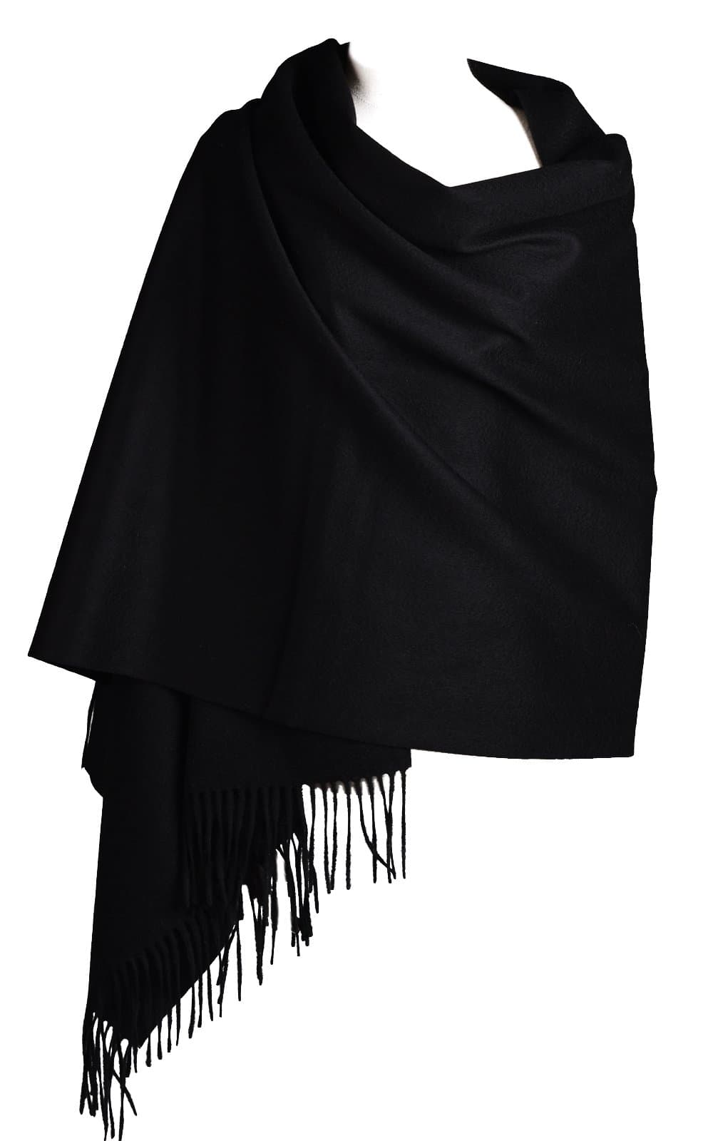 Wrap Shawl Stole for Women, Winter Extra Large(79in x 28in) Wool Scarf, Black